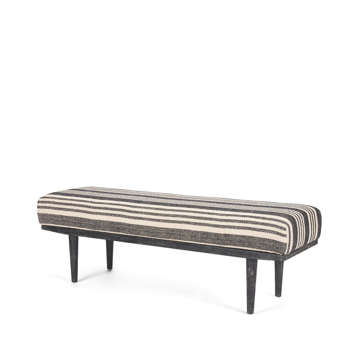 Shae Brown Wood Bench with Oatmeal Fabric - Stylish and Comfortable Seating Solution