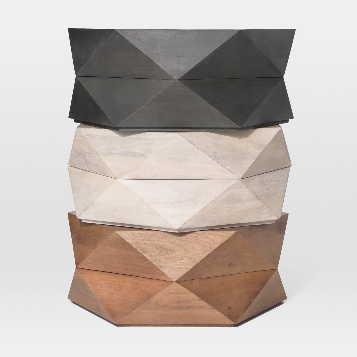 Arreto Hexagonal Hinged Solid Wood Top and Base Coffee Table - Unique and Stylish Living Room Piece
