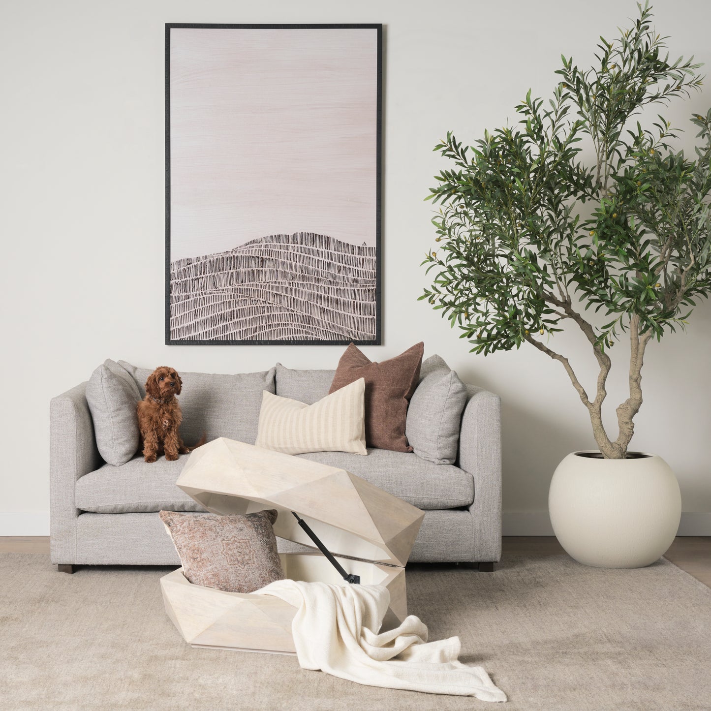 Arreto Hexagonal Hinged Solid Wood Top and Base Coffee Table - Unique and Stylish Living Room Piece
