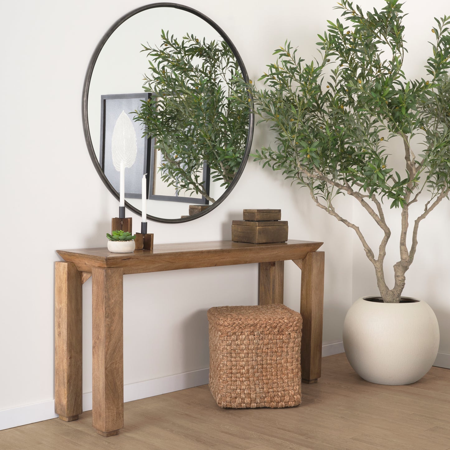Sapphira Brown Wood Tapered Top Console Table - Stylish Design for Entryways and Modern Living Spaces