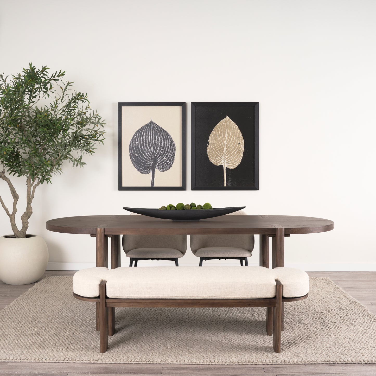Sohan Dark Elm Wood Oval Dining Table for a Sophisticated and Timeless Dining Experience