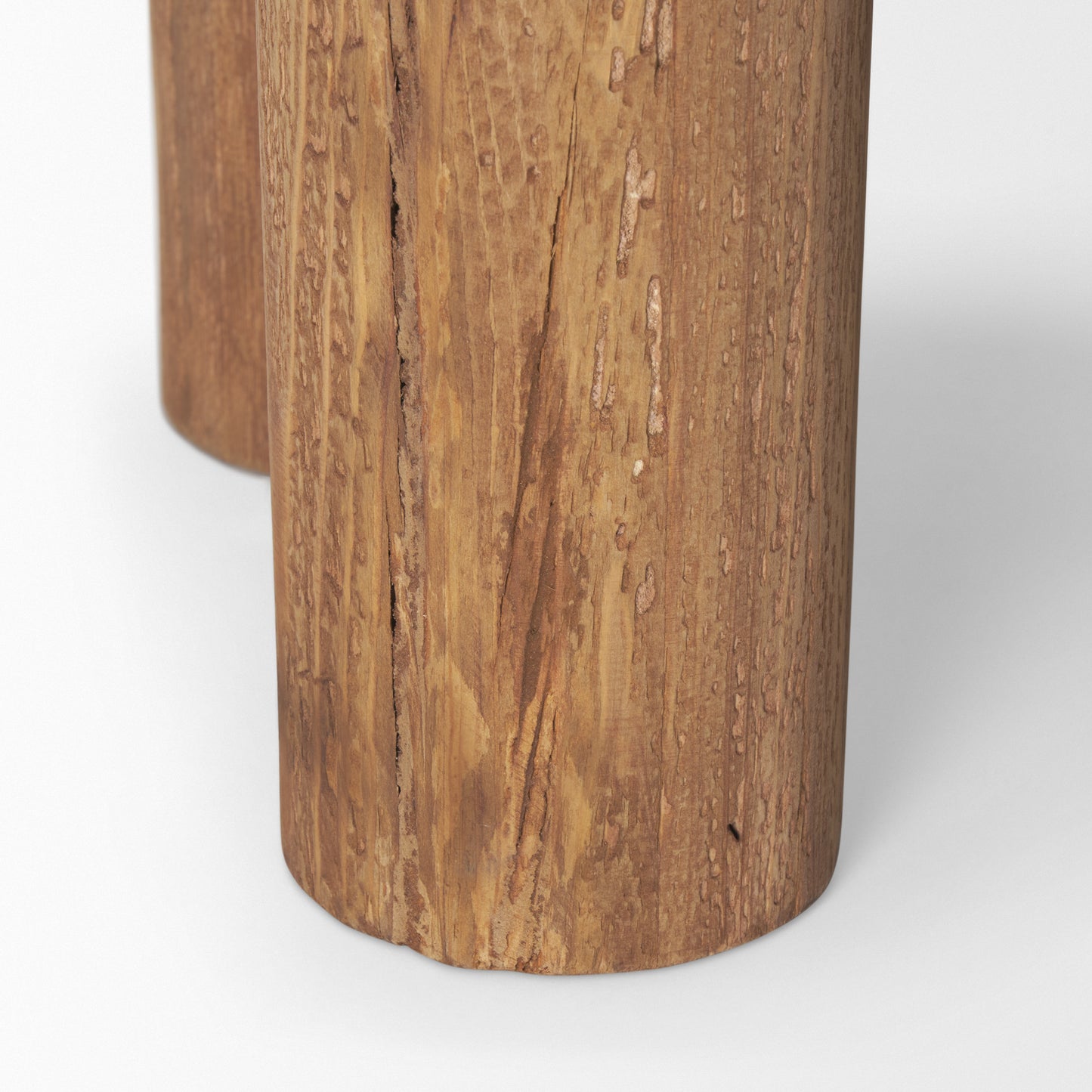 Tucson Natural Wood with Round Black Oak Top Side Table - Rustic Charm for Cozy Living Spaces and Versatile Decor