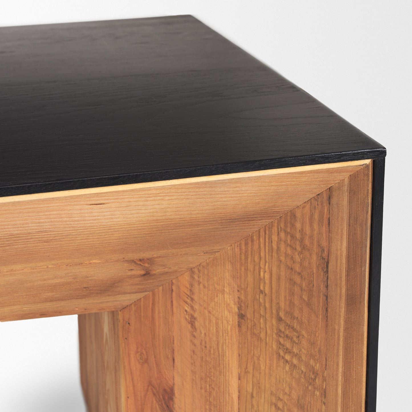 Tabor Natural Wood Coffee Table with Black Oak Waterfall Design - Stylish and Modern Living Room Accent