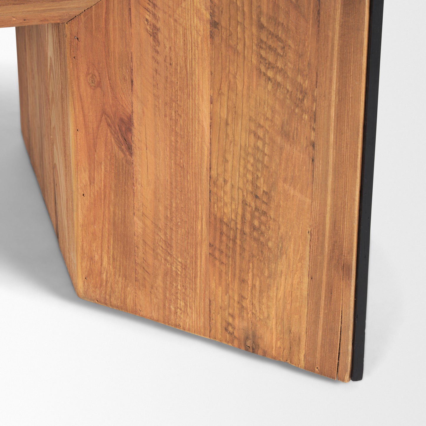 Tabor Natural Wood Coffee Table with Black Oak Waterfall Design - Stylish and Modern Living Room Accent