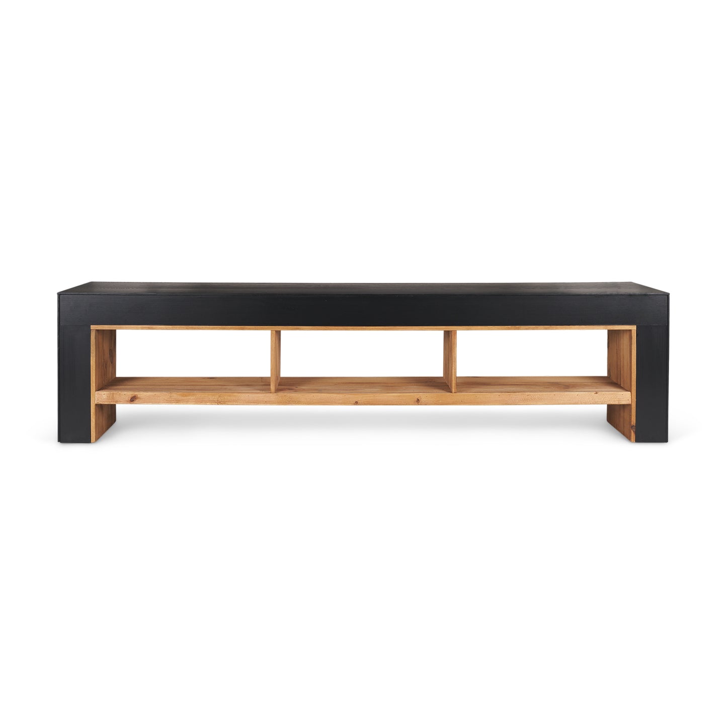 Tabor Natural Wood with Black Oak Waterfall Media Console - Contemporary Design for Stylish Entertainment Areas and Modern Living Spaces