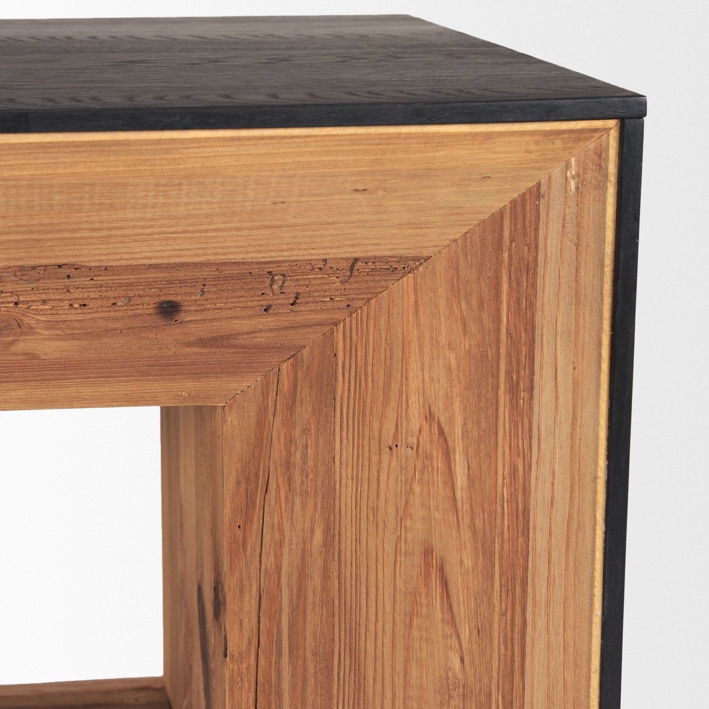 Tabor Natural Wood with Black Oak Waterfall Media Console - Contemporary Design for Stylish Entertainment Areas and Modern Living Spaces
