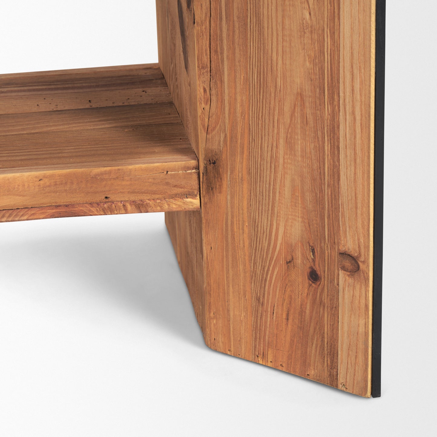 Tabor Natural Wood with Black Oak Waterfall Media Console - Contemporary Design for Stylish Entertainment Areas and Modern Living Spaces