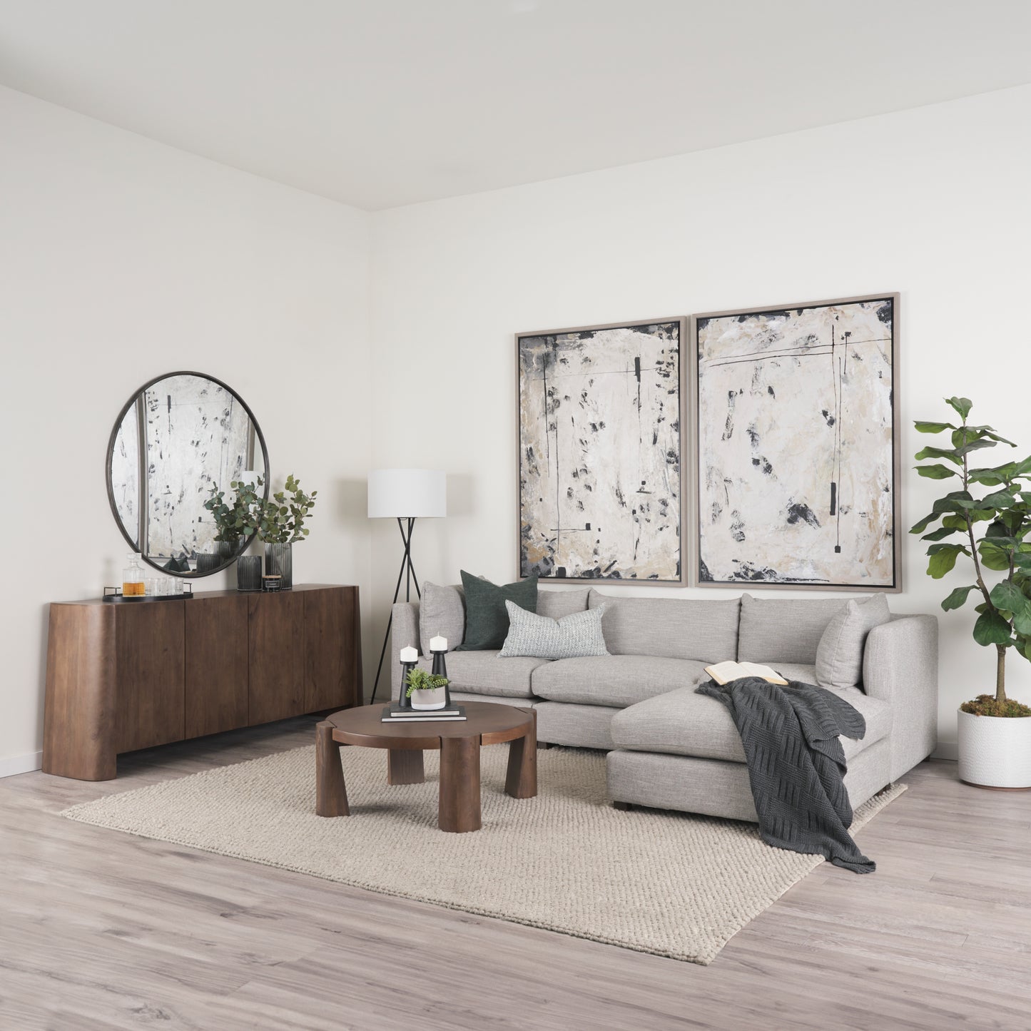 Tammar Round Wood Coffee Table with Tapered Legs - Stylish and Modern Living Room Accent