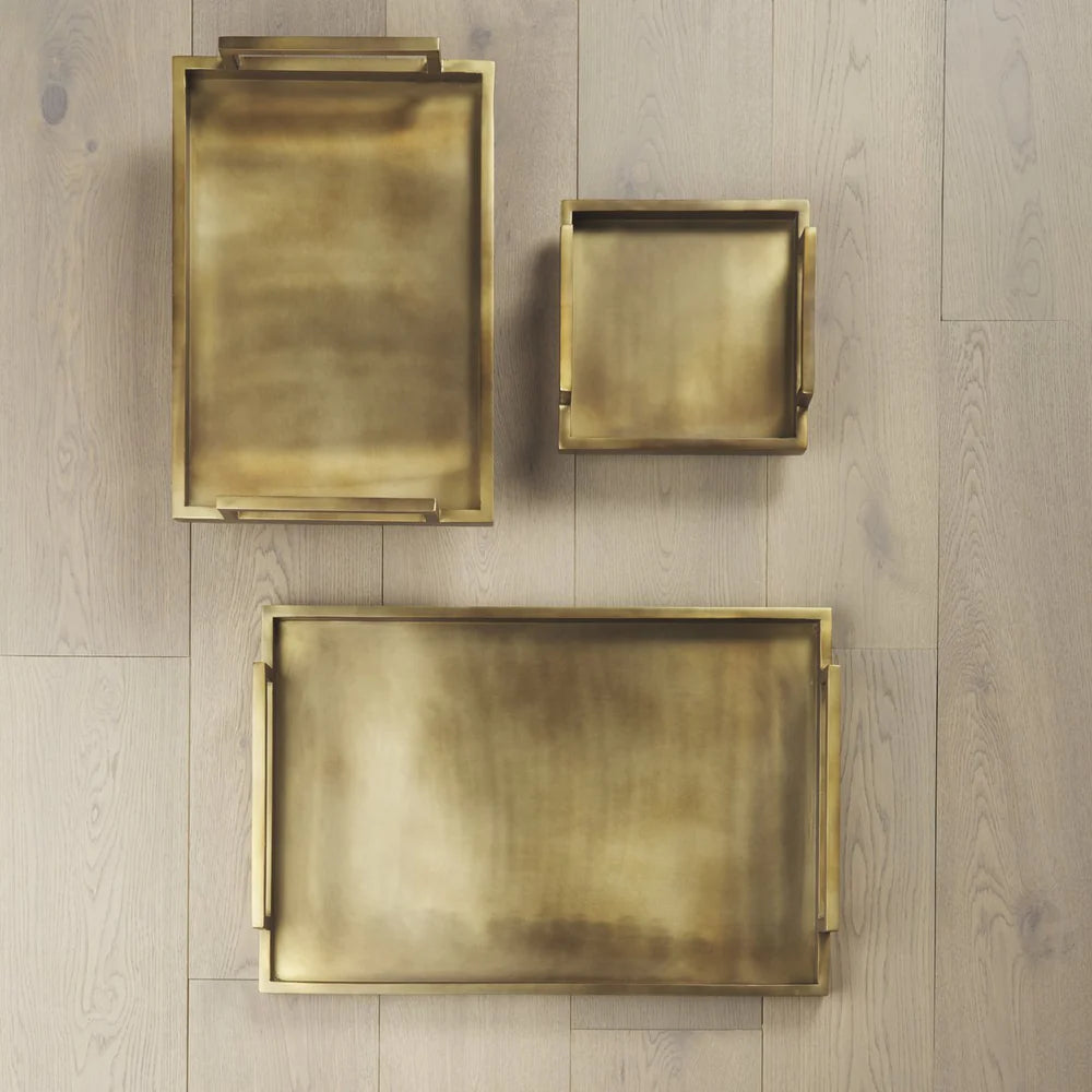Shay Aluminium Tray - Small Gold Finish – Elegant Decorative Serving Tray for Modern Home Accents