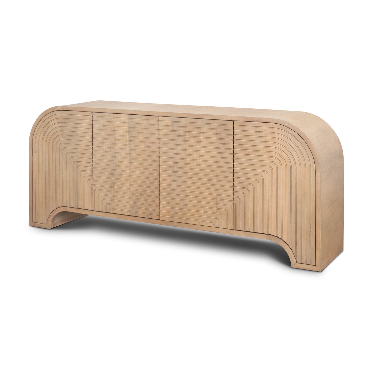 Sorina Reverse Fluted Light Brown Wood Sideboard - Elegant and Modern Storage Solution