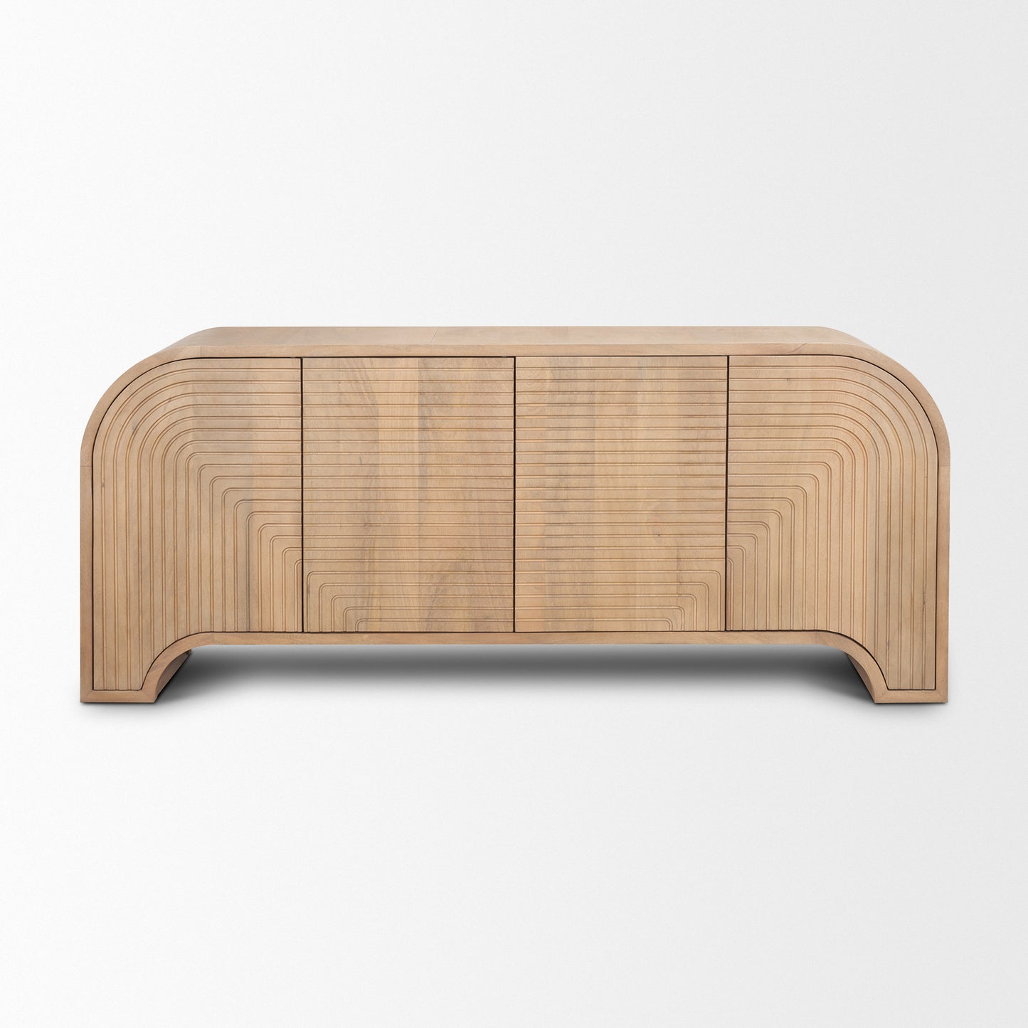 Sorina Reverse Fluted Light Brown Wood Sideboard - Elegant and Modern Storage Solution