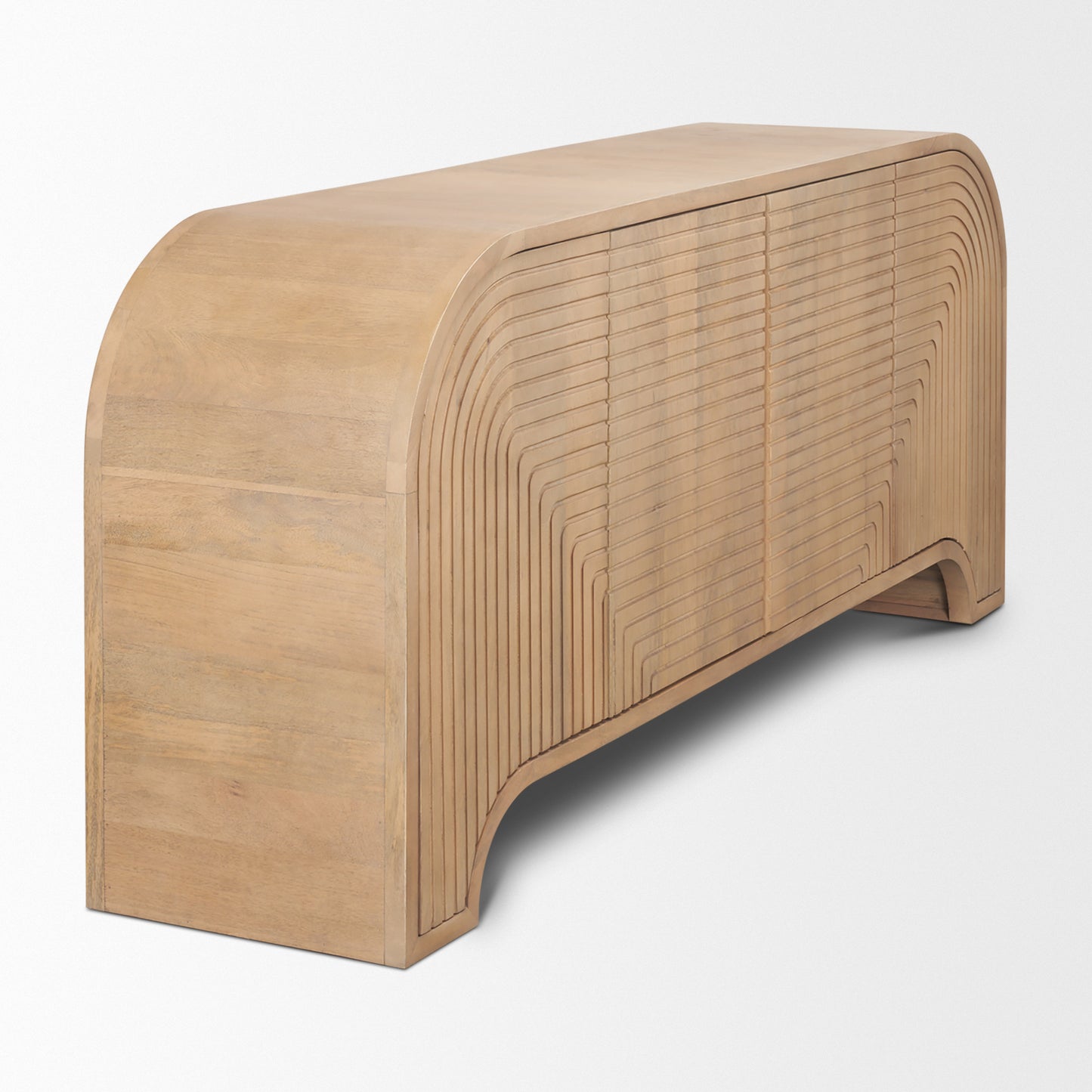 Sorina Reverse Fluted Light Brown Wood Sideboard - Elegant and Modern Storage Solution
