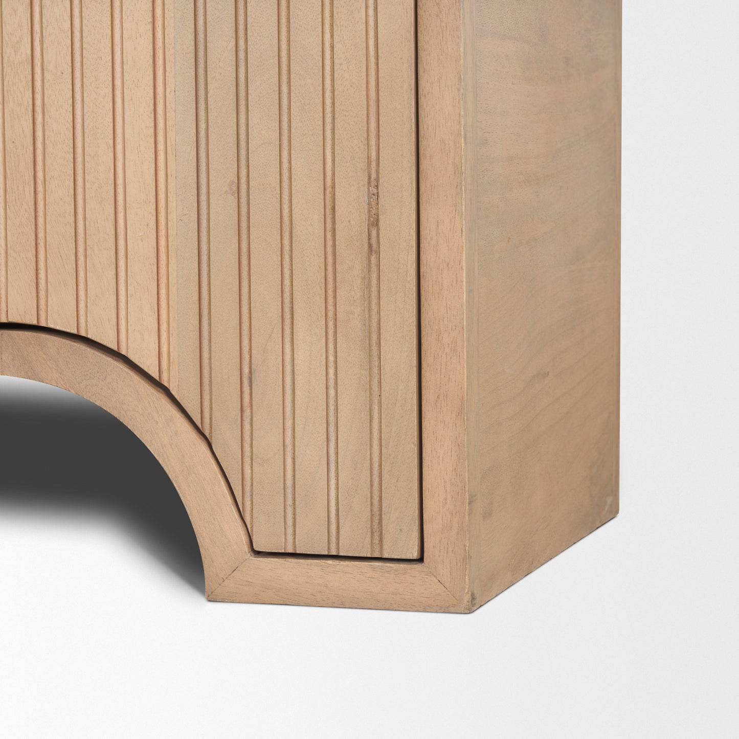 Sorina Reverse Fluted Light Brown Wood Sideboard - Elegant and Modern Storage Solution