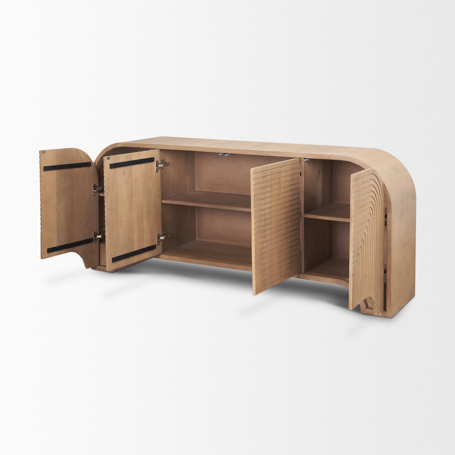 Sorina Reverse Fluted Light Brown Wood Sideboard - Elegant and Modern Storage Solution