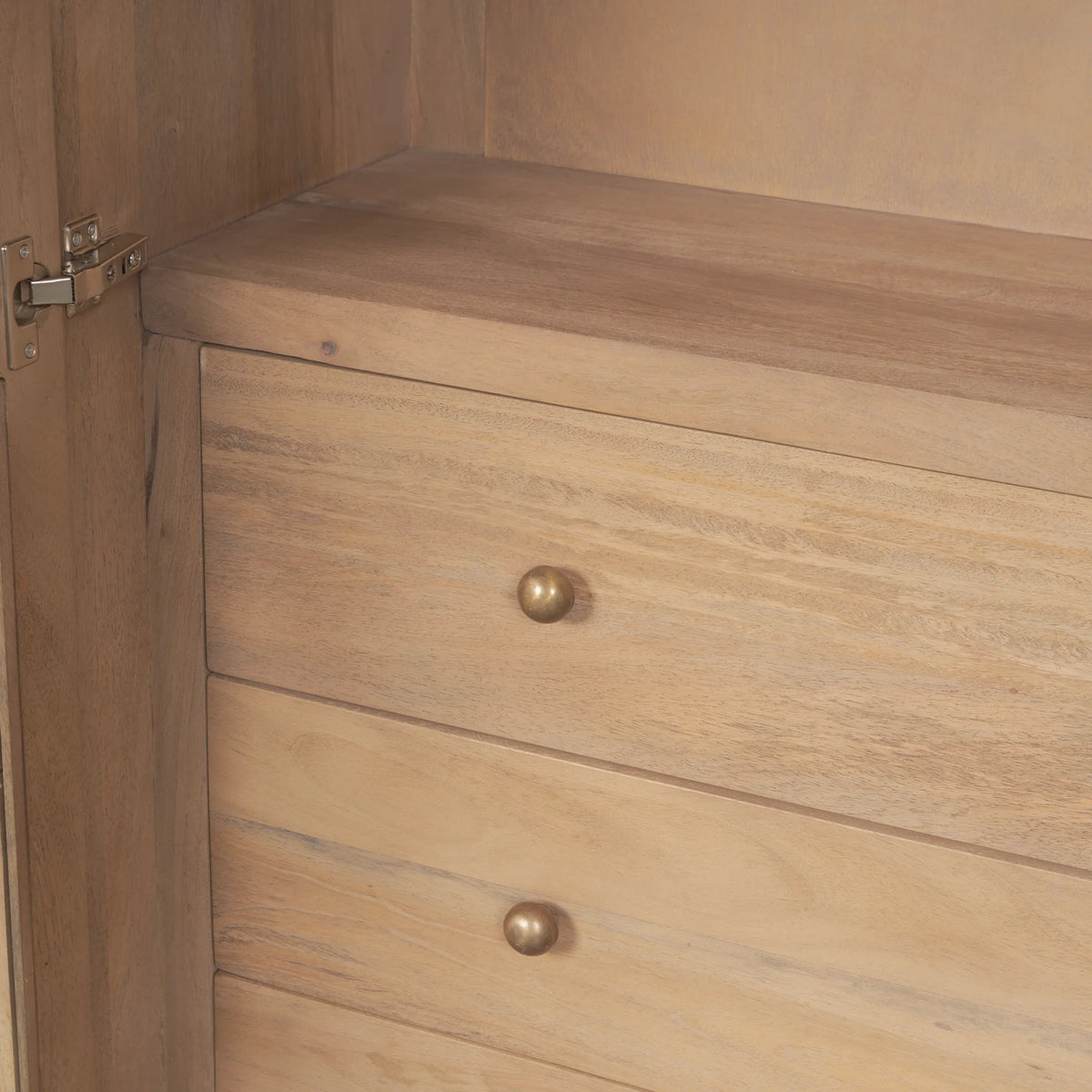 Suri Light Brown Wood with Glass Doors Arched Curio Cabinet
