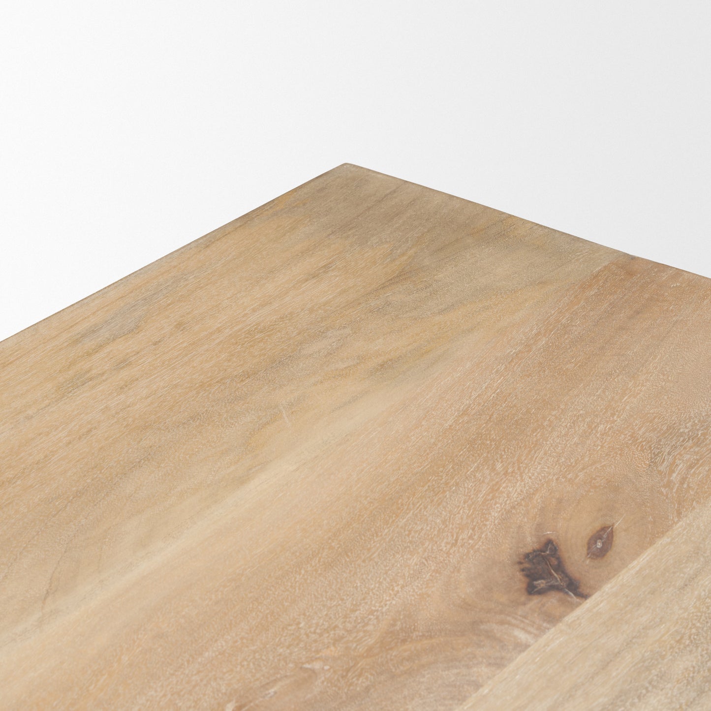 Shivon 84" Rectangular Light Brown Mango Wood Dining Table with Travertine for a Unique and Elegant Dining Experience