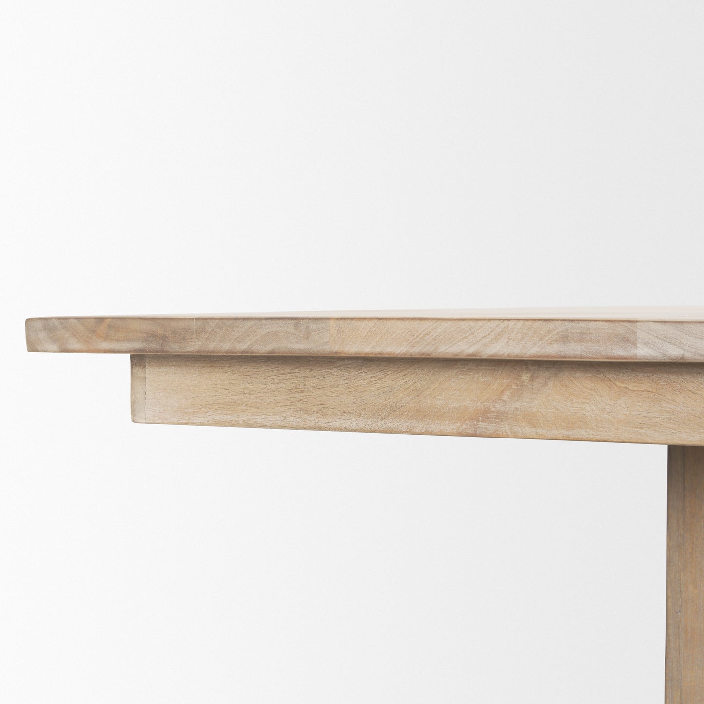 Shivon 84" Rectangular Light Brown Mango Wood Dining Table with Travertine for a Unique and Elegant Dining Experience