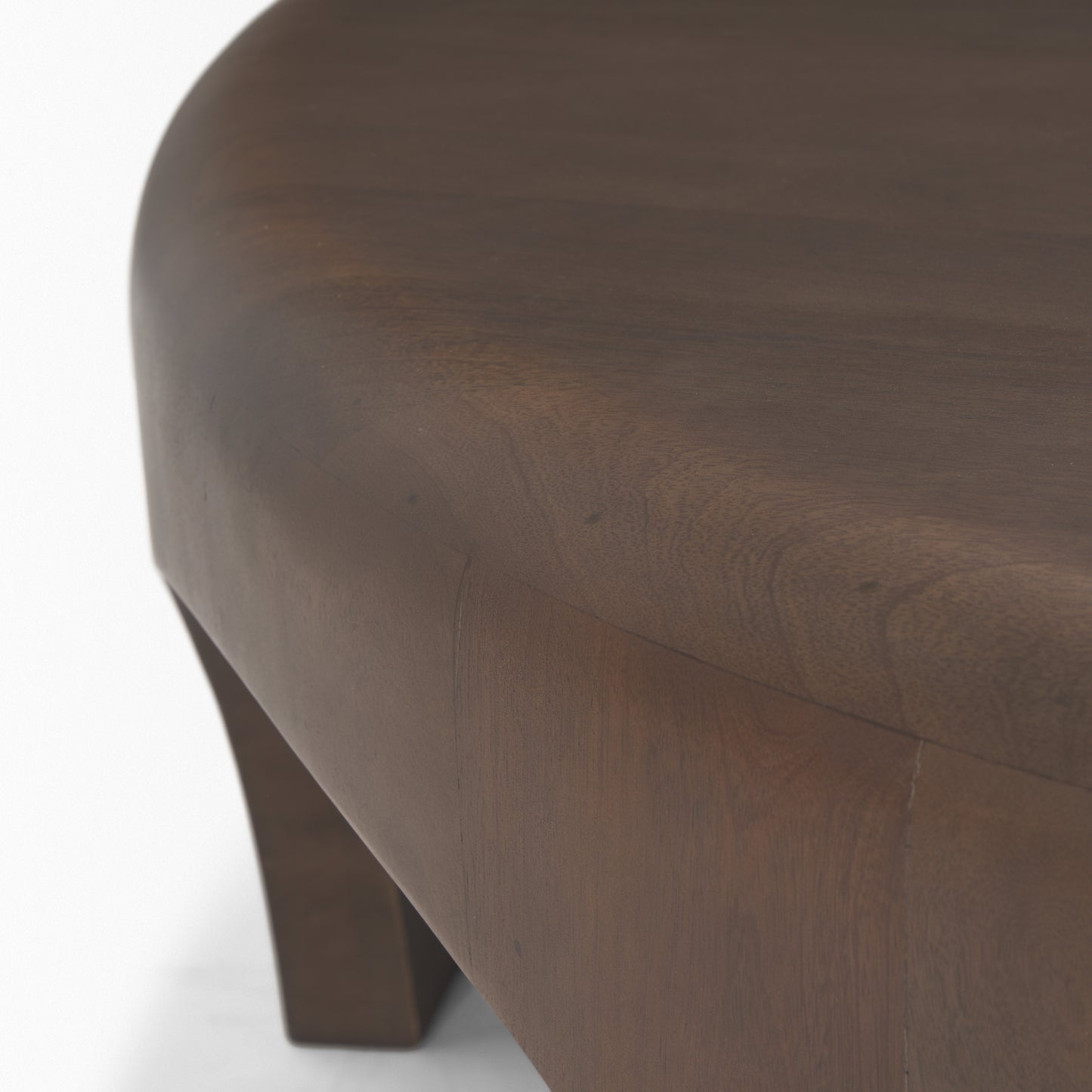 Shima Round Dark Brown Wood Coffee Table with Arched Legs - Elegant and Modern Living Room Accent