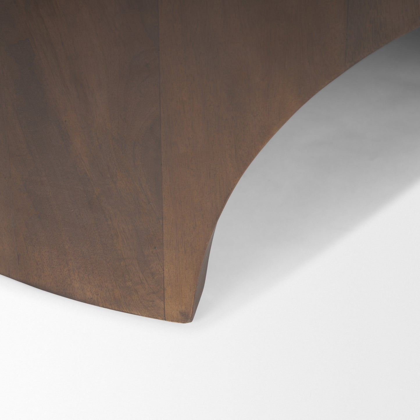Shima Round Dark Brown Wood Coffee Table with Arched Legs - Elegant and Modern Living Room Accent