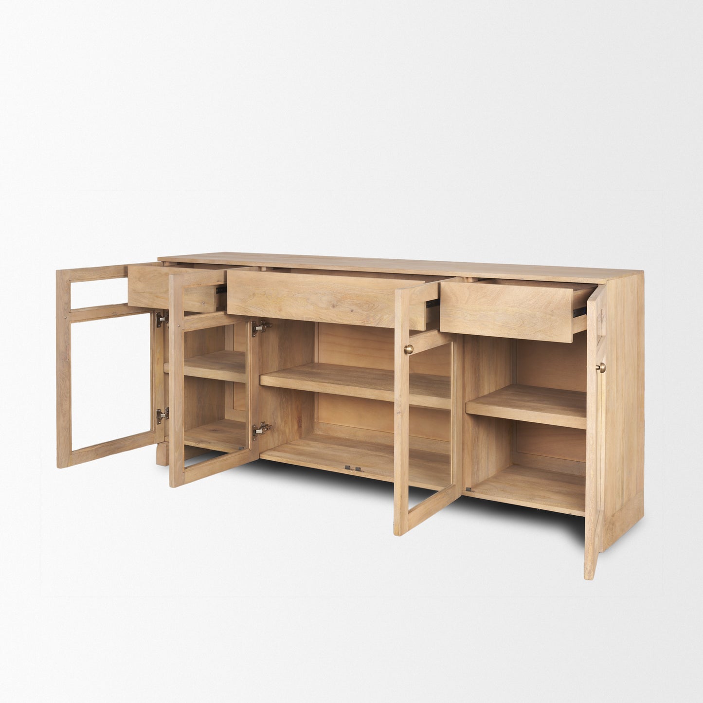 Sorina Reverse Fluted Light Brown Wood Sideboard - Elegant and Modern Storage Solution