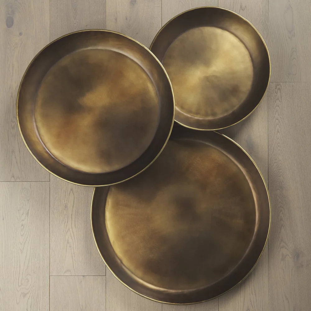 Eagan Burnished Brass Tray - 24" Decorative Display for Mementos & Accessories, Stylish & Versatile