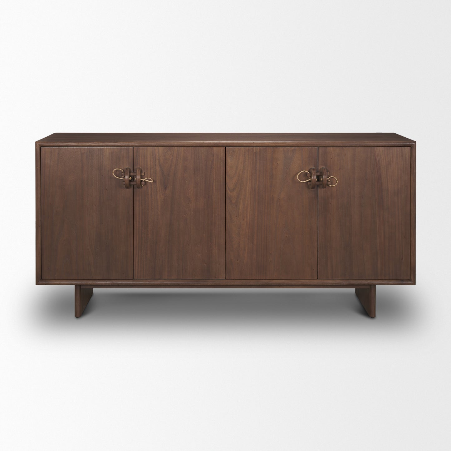 Varenna 4-Door Dark Brown Wood Sideboard with Rope Handles for a Rustic and Elegant Storage Solution