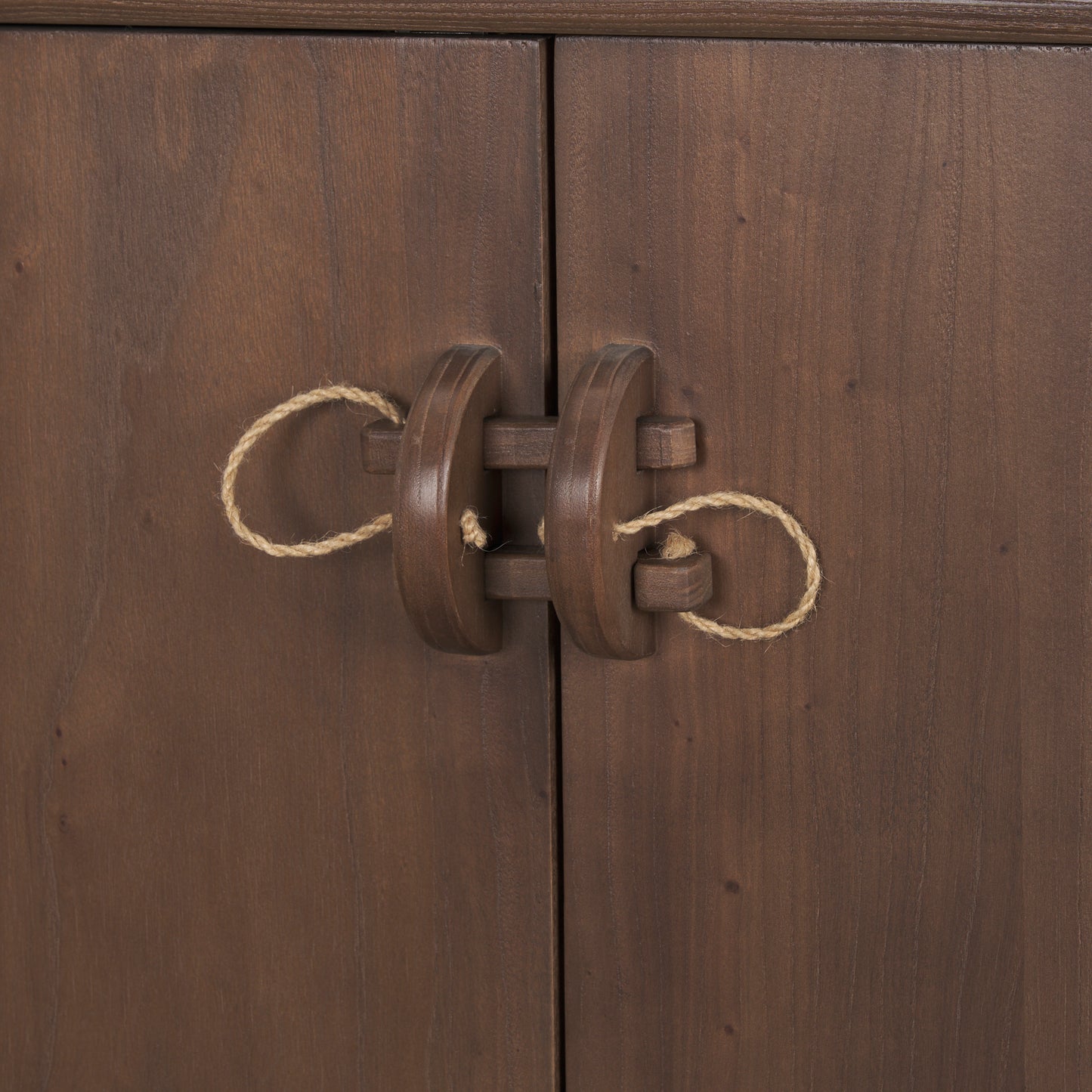 Varenna 4-Door Dark Brown Wood Sideboard with Rope Handles for a Rustic and Elegant Storage Solution