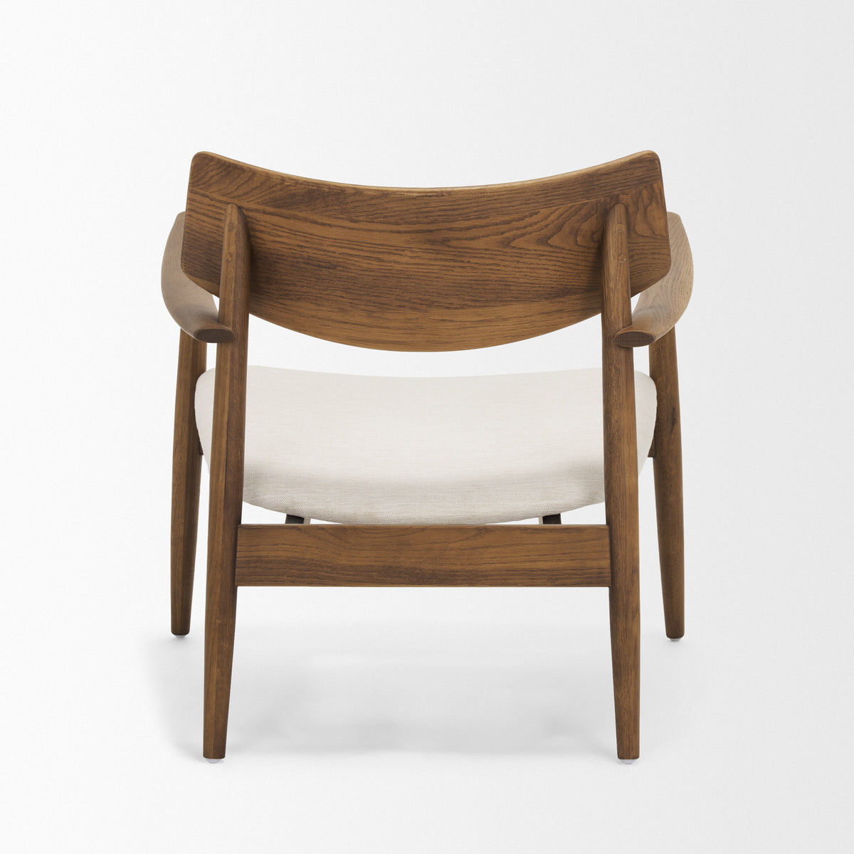 Haggen Medium Brown Oak Wood Cream Fabric Accent Chair