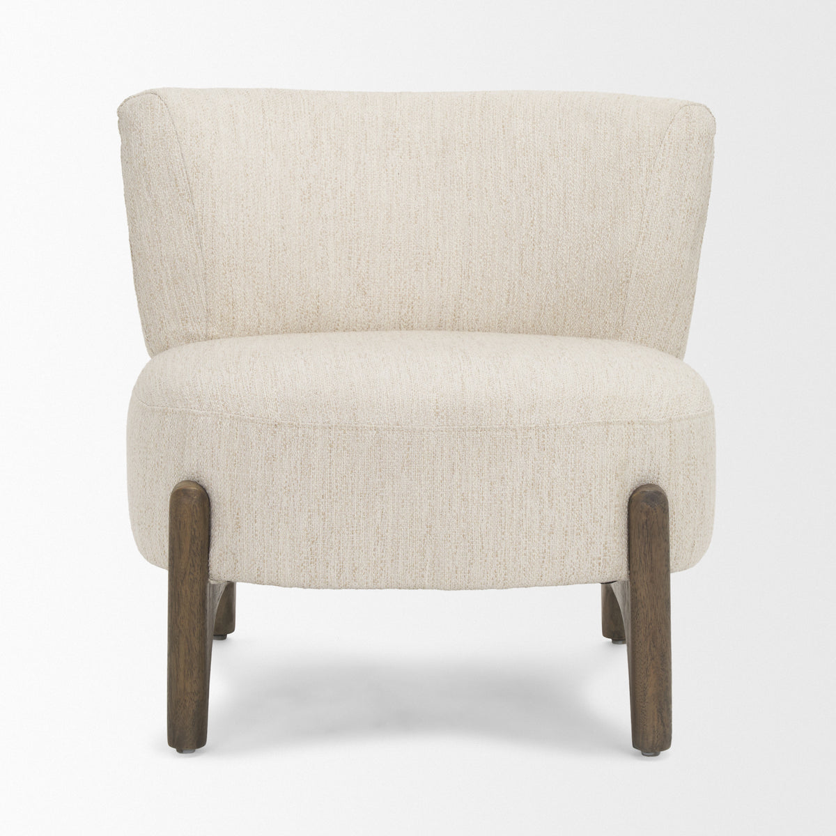 Vyra Dark Brown Wood Cream Fabric Accent Chair