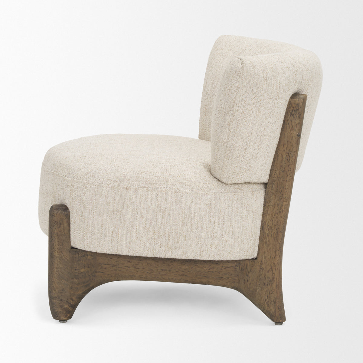 Vyra Dark Brown Wood Cream Fabric Accent Chair