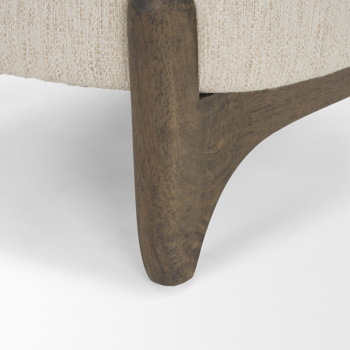 Vyra Dark Brown Wood Cream Fabric Accent Chair