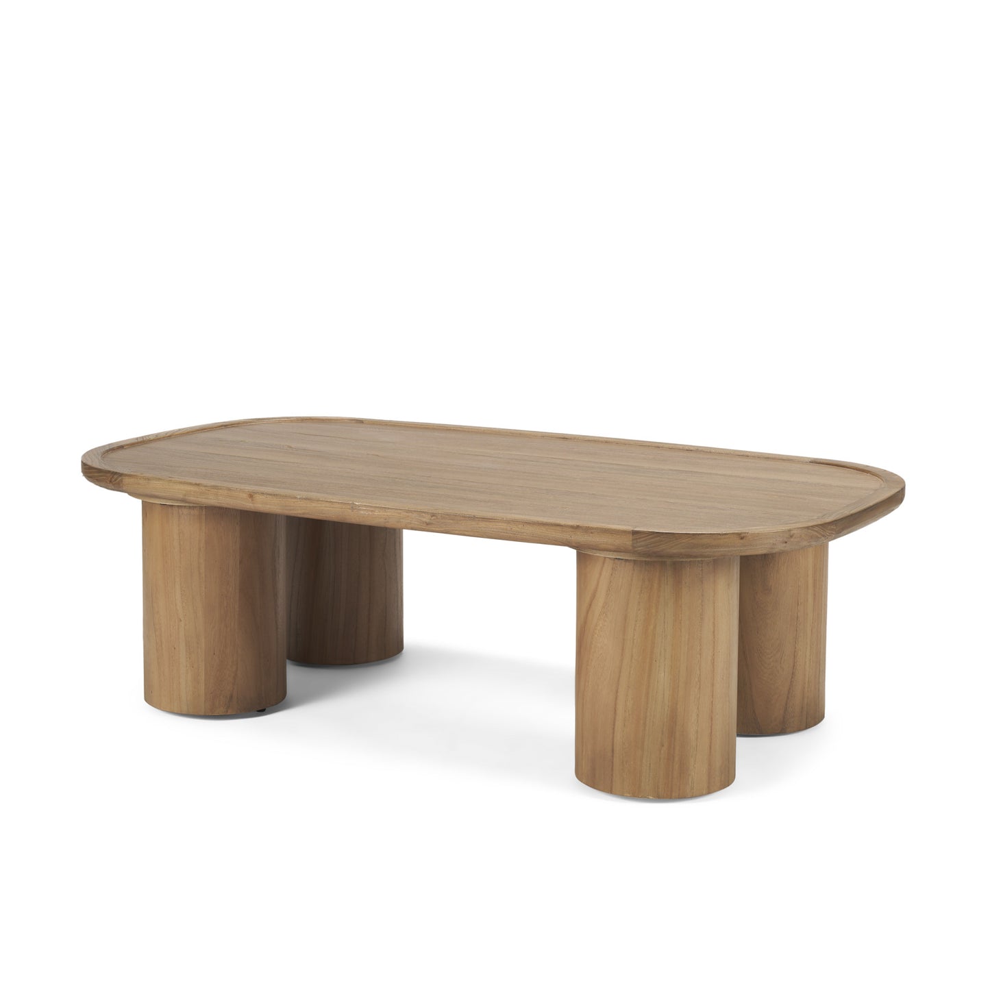 Tavi Rectangular Natural Brown Coffee Table with Column Legs - Elegant and Timeless Living Room Accent