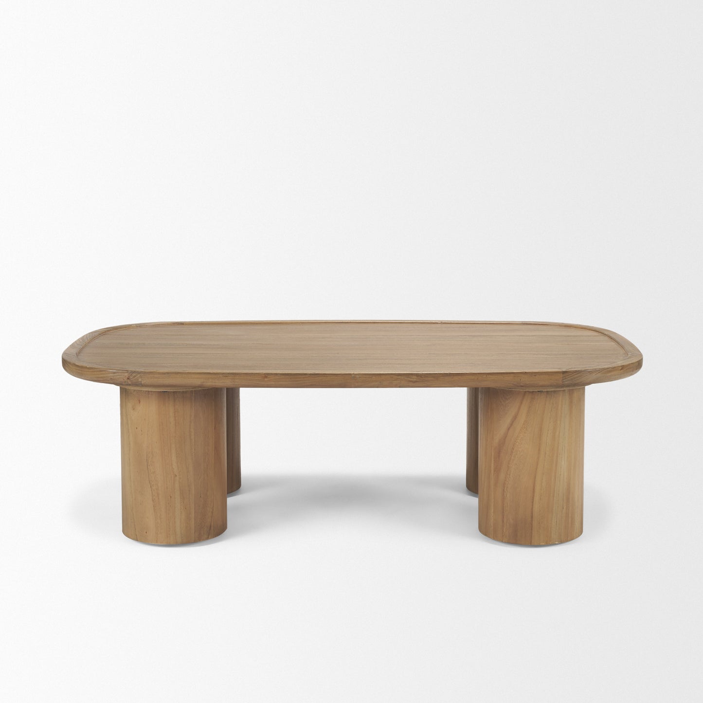 Tavi Rectangular Natural Brown Coffee Table with Column Legs - Elegant and Timeless Living Room Accent