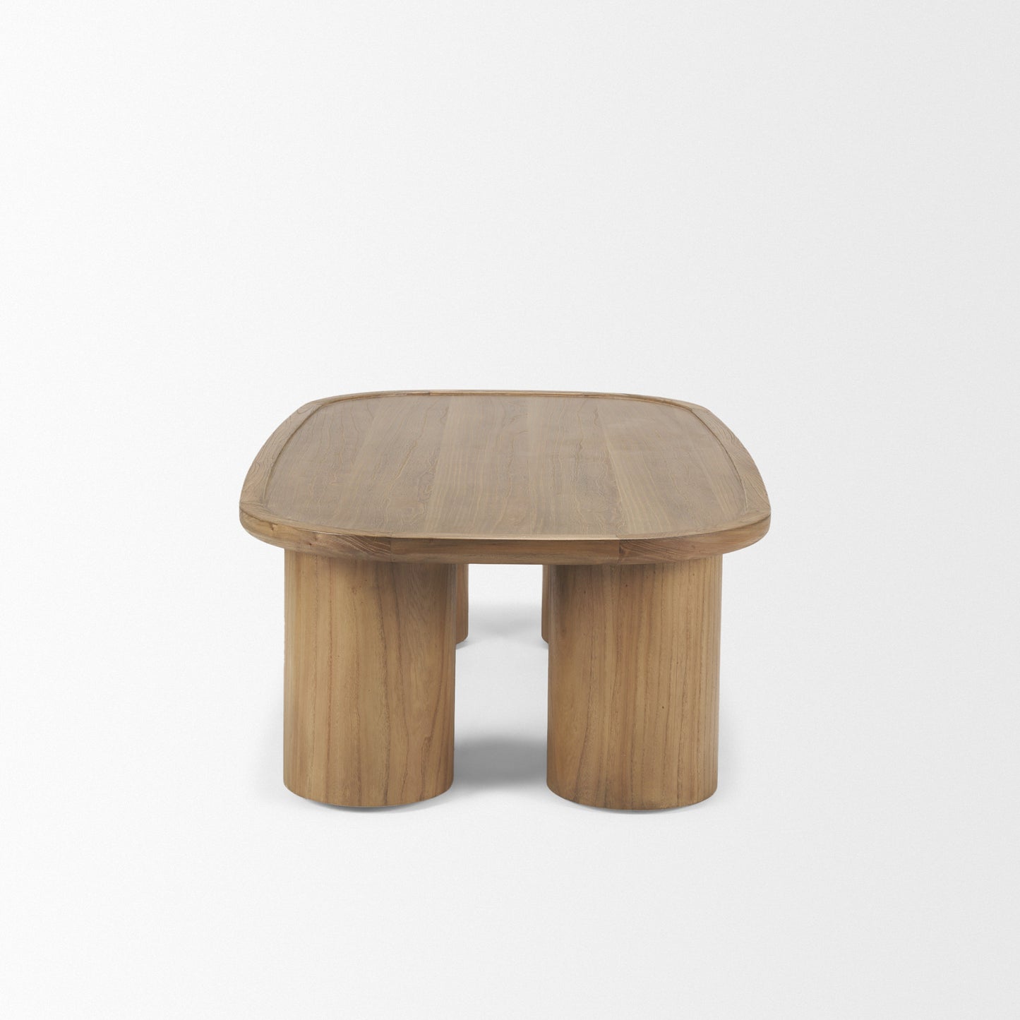 Tavi Rectangular Natural Brown Coffee Table with Column Legs - Elegant and Timeless Living Room Accent