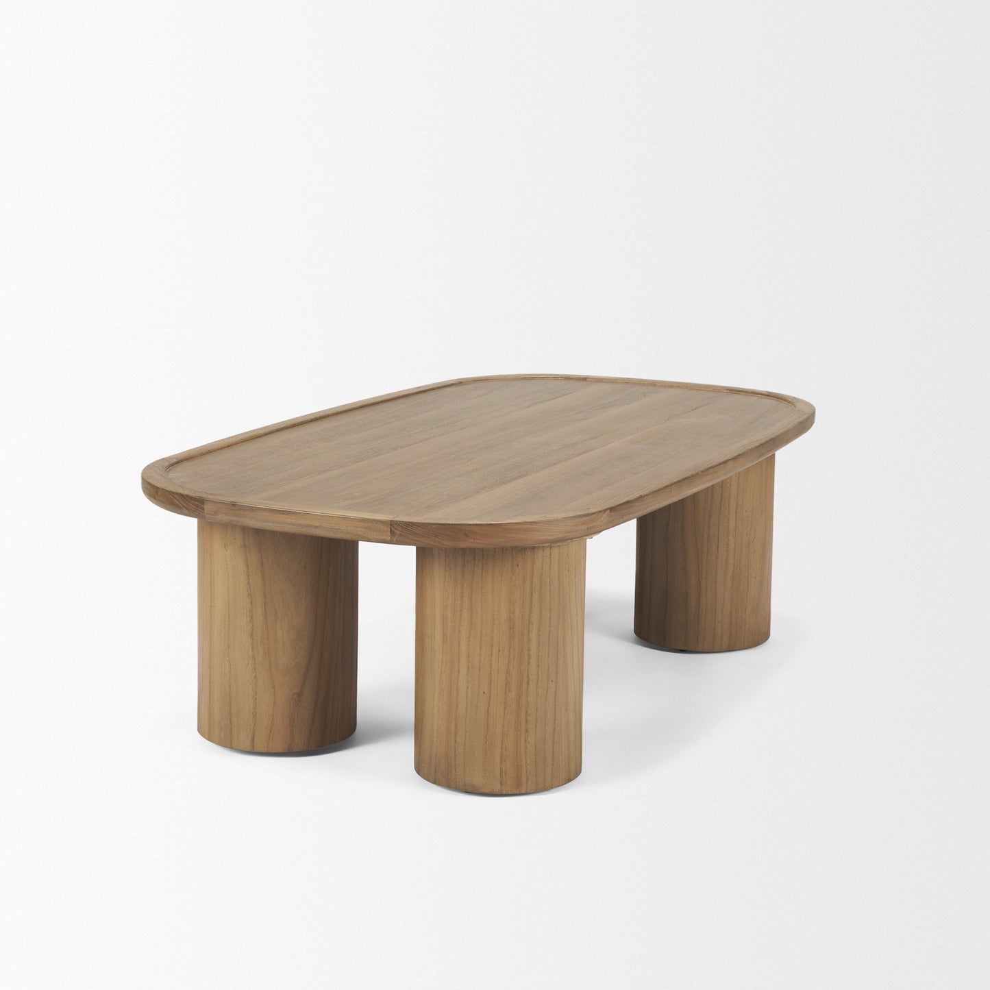 Tavi Rectangular Natural Brown Coffee Table with Column Legs - Elegant and Timeless Living Room Accent