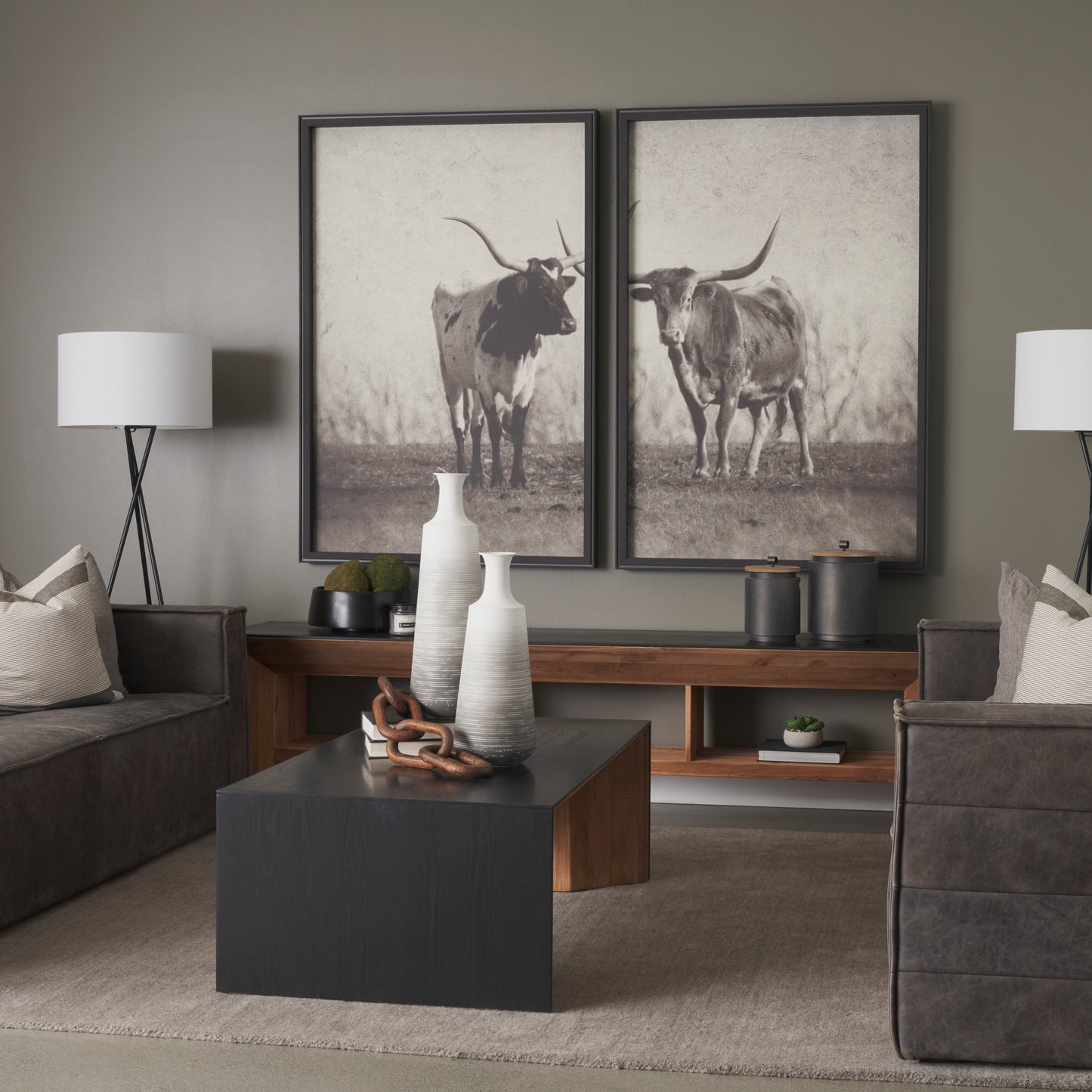 Tabor Natural Wood Coffee Table with Black Oak Waterfall Design - Stylish and Modern Living Room Accent
