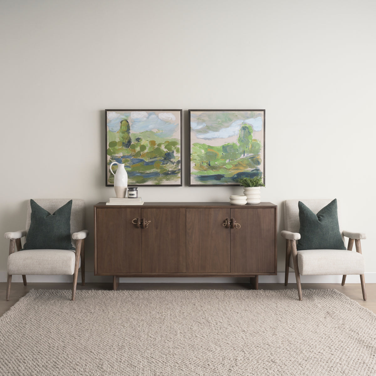 Nico Oatmeal Upholstered w Brown Wood Accent Chair