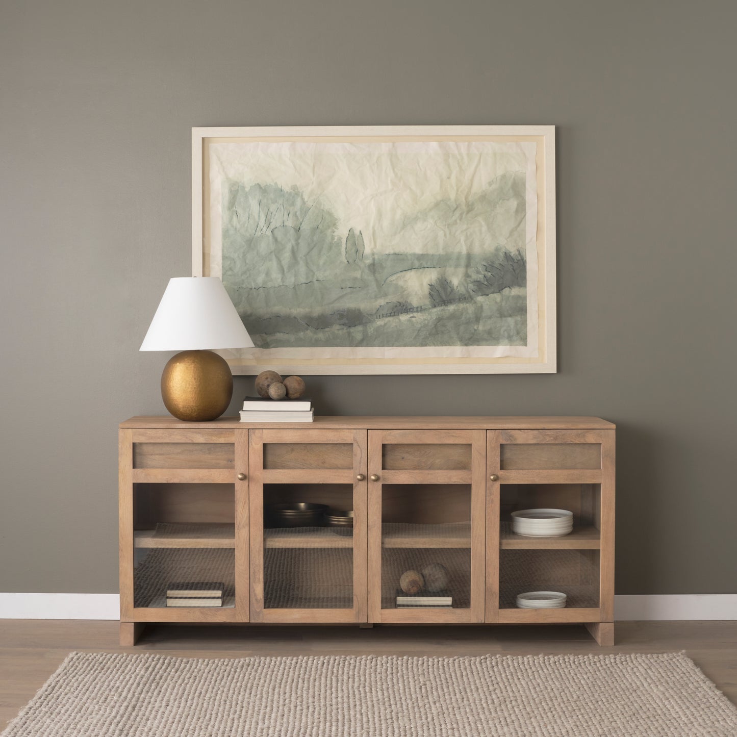 Sorina Reverse Fluted Light Brown Wood Sideboard - Elegant and Modern Storage Solution