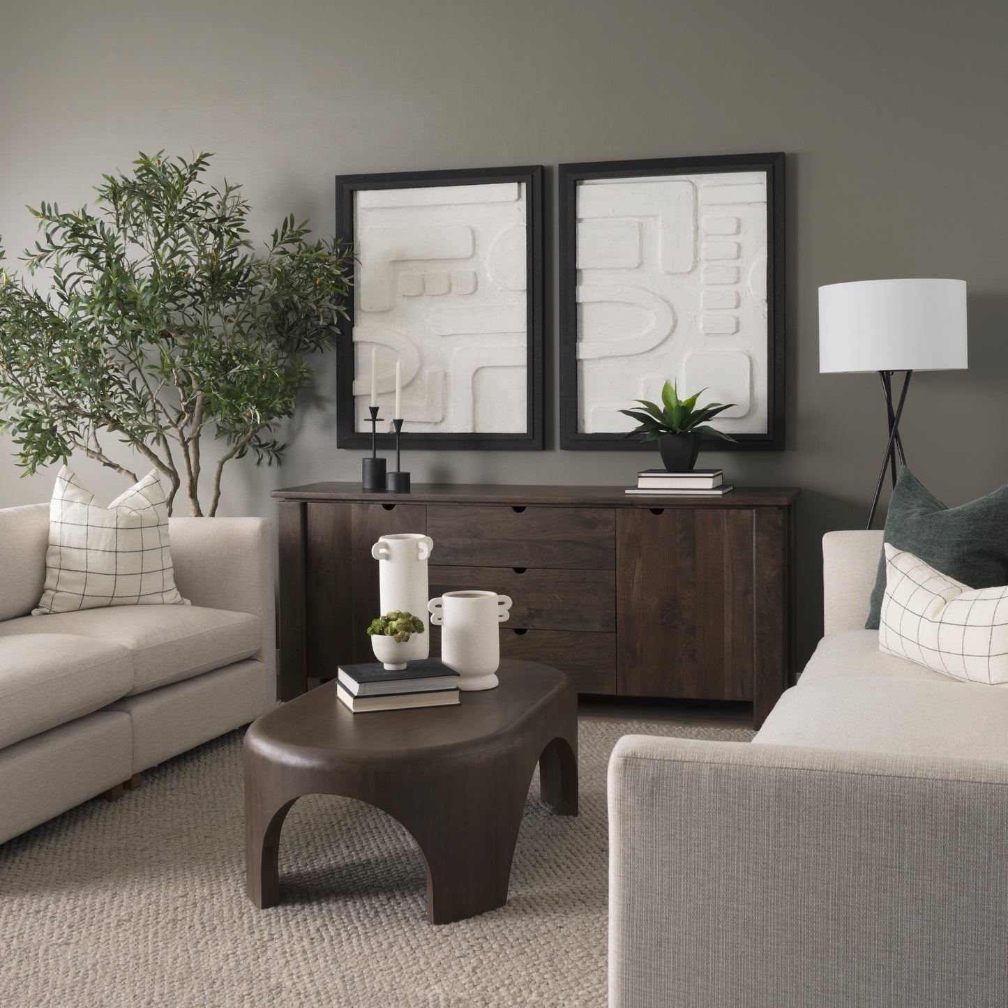 Wallen 2-Door Solid Dark Brown Wood Sideboard