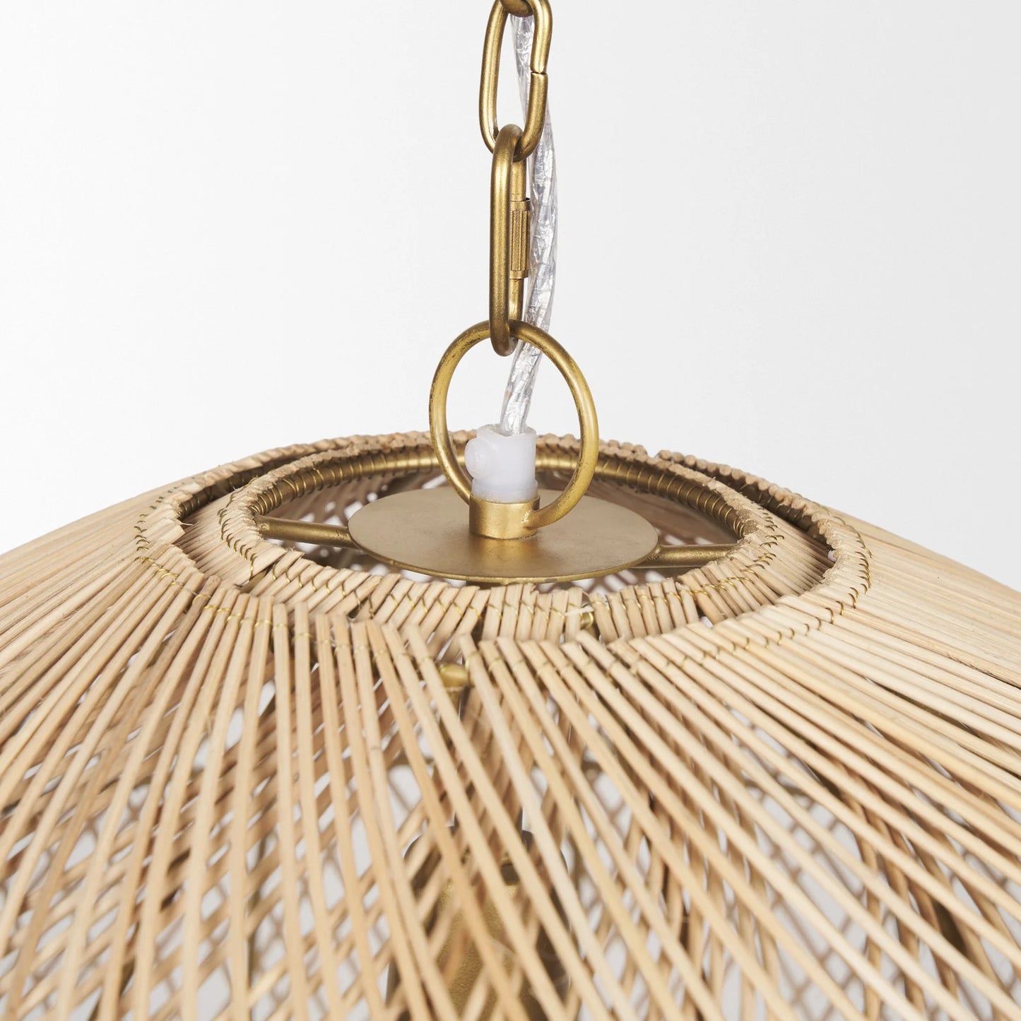 Thad 1-Light Rattan Pendant Light with Gold Metal Frame - Elegant Woven Dome Design for Modern Spaces