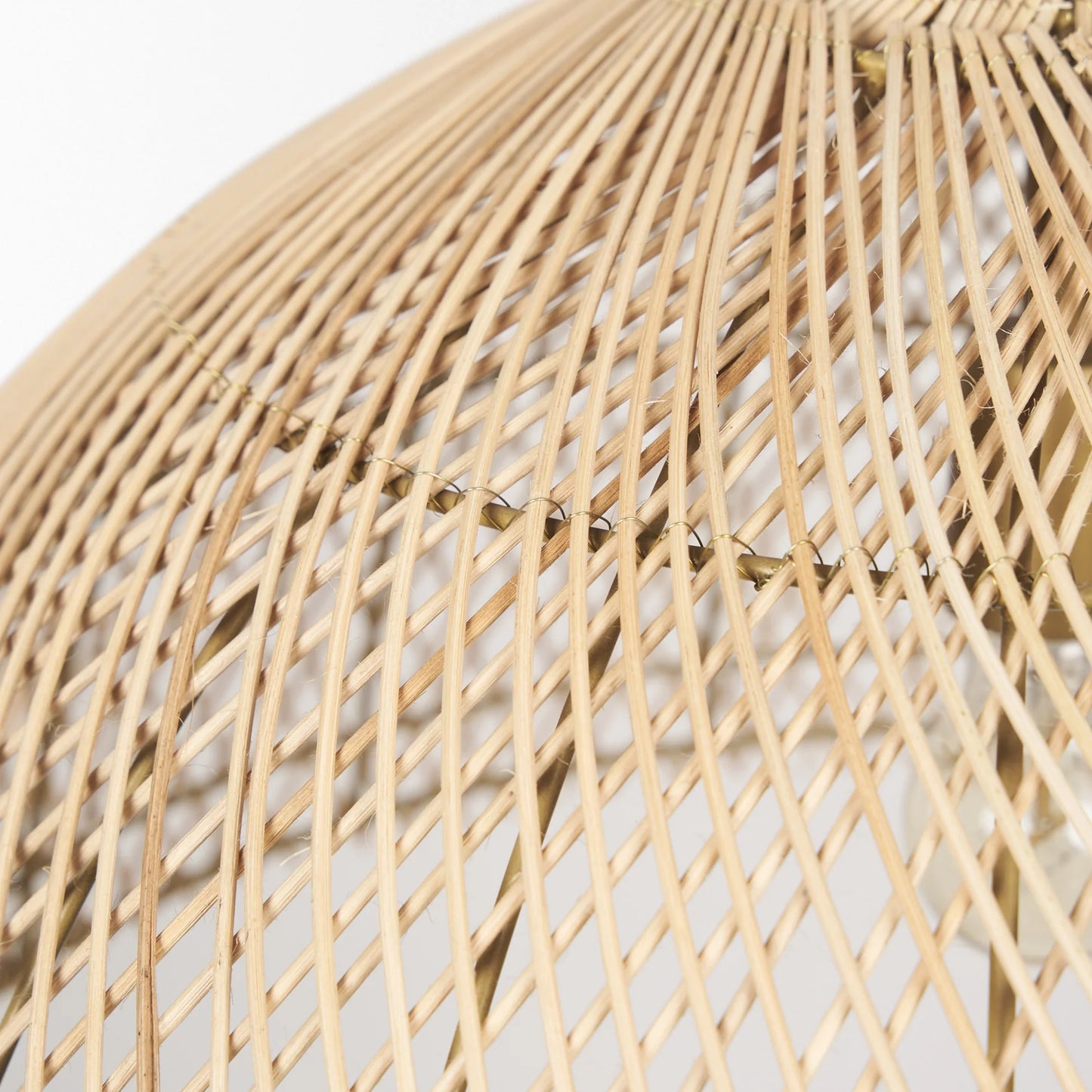 Thad 1-Light Rattan Pendant Light with Gold Metal Frame - Elegant Woven Dome Design for Modern Spaces