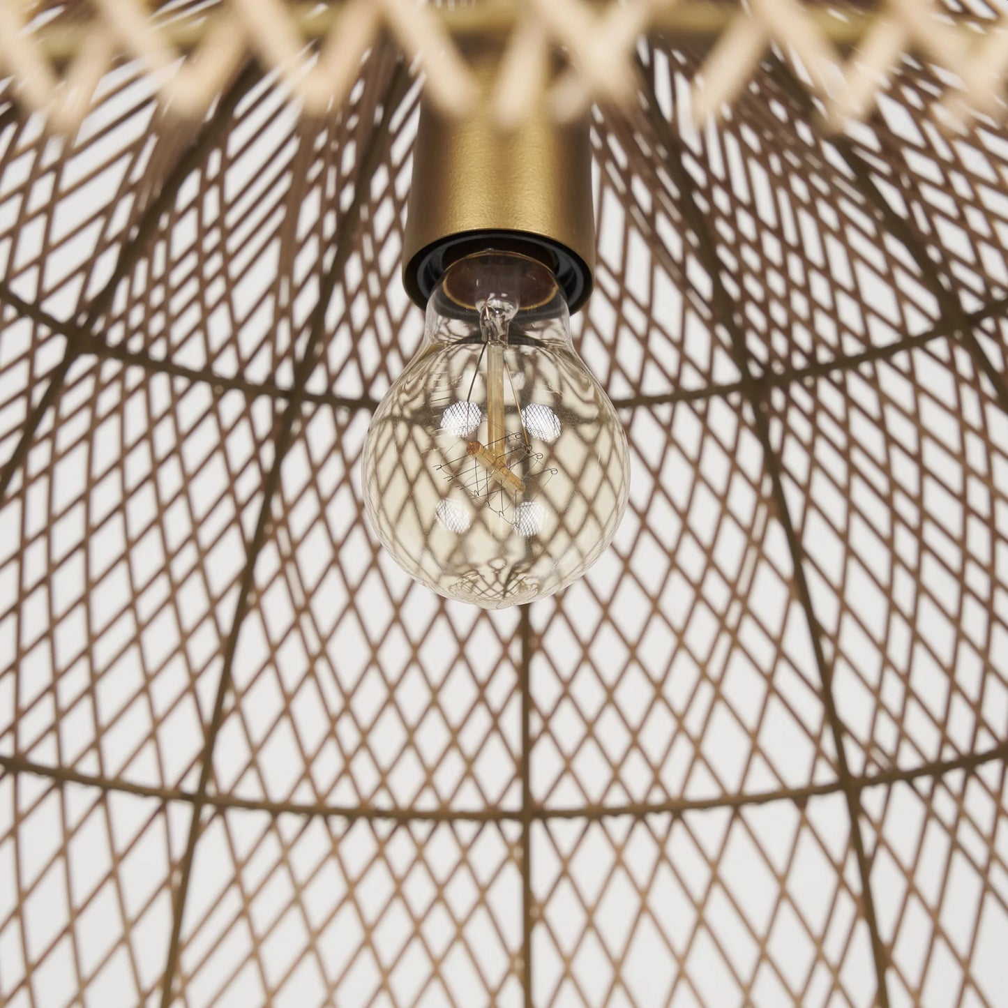 Thad 1-Light Rattan Pendant Light with Gold Metal Frame - Elegant Woven Dome Design for Modern Spaces