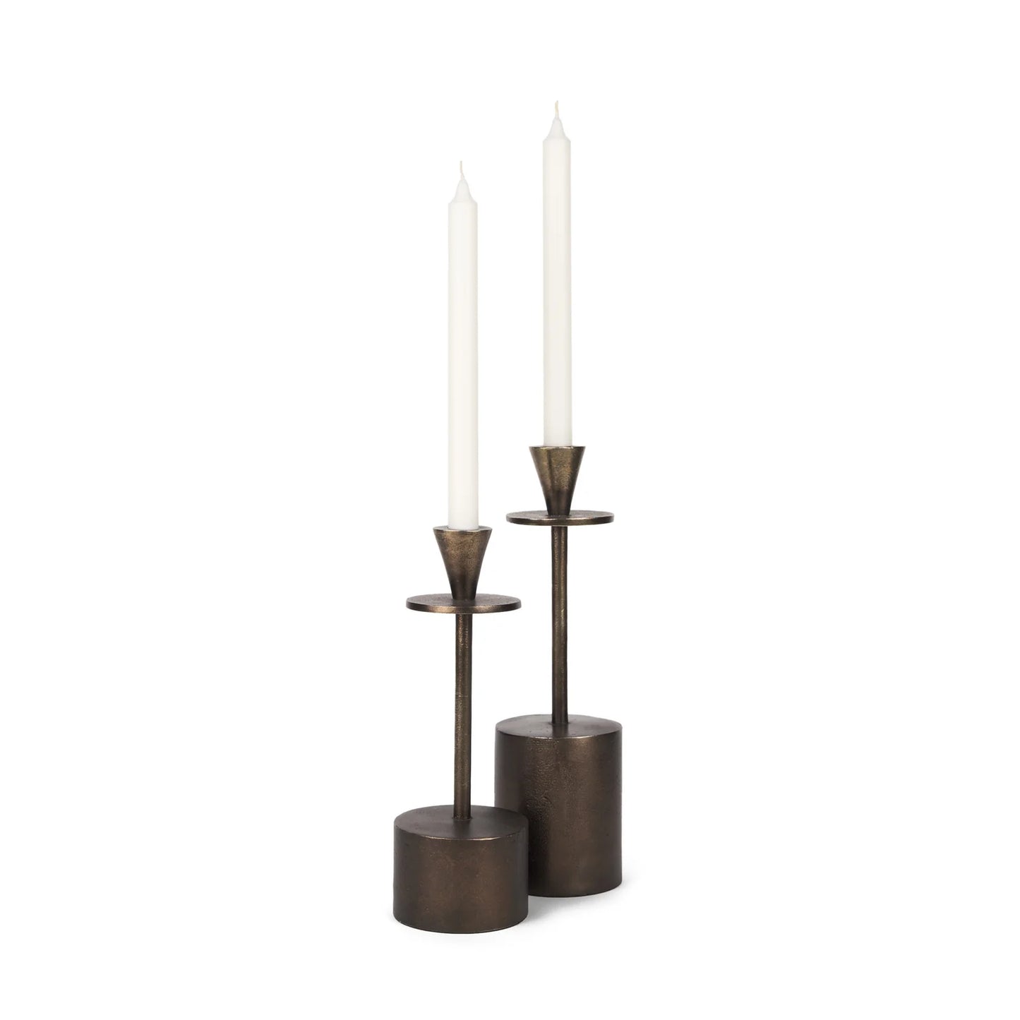 Petria Elegant Antiqued Gold Textured Metal Candle Holders Set of 2 for Stunning Home Decor