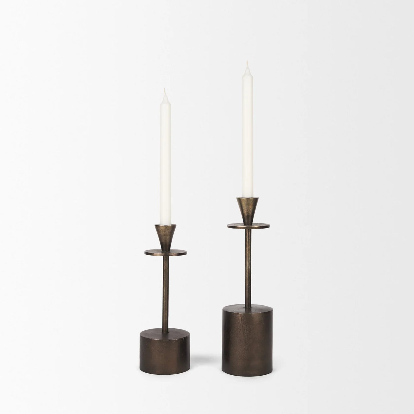 Petria Elegant Antiqued Gold Textured Metal Candle Holders Set of 2 for Stunning Home Decor