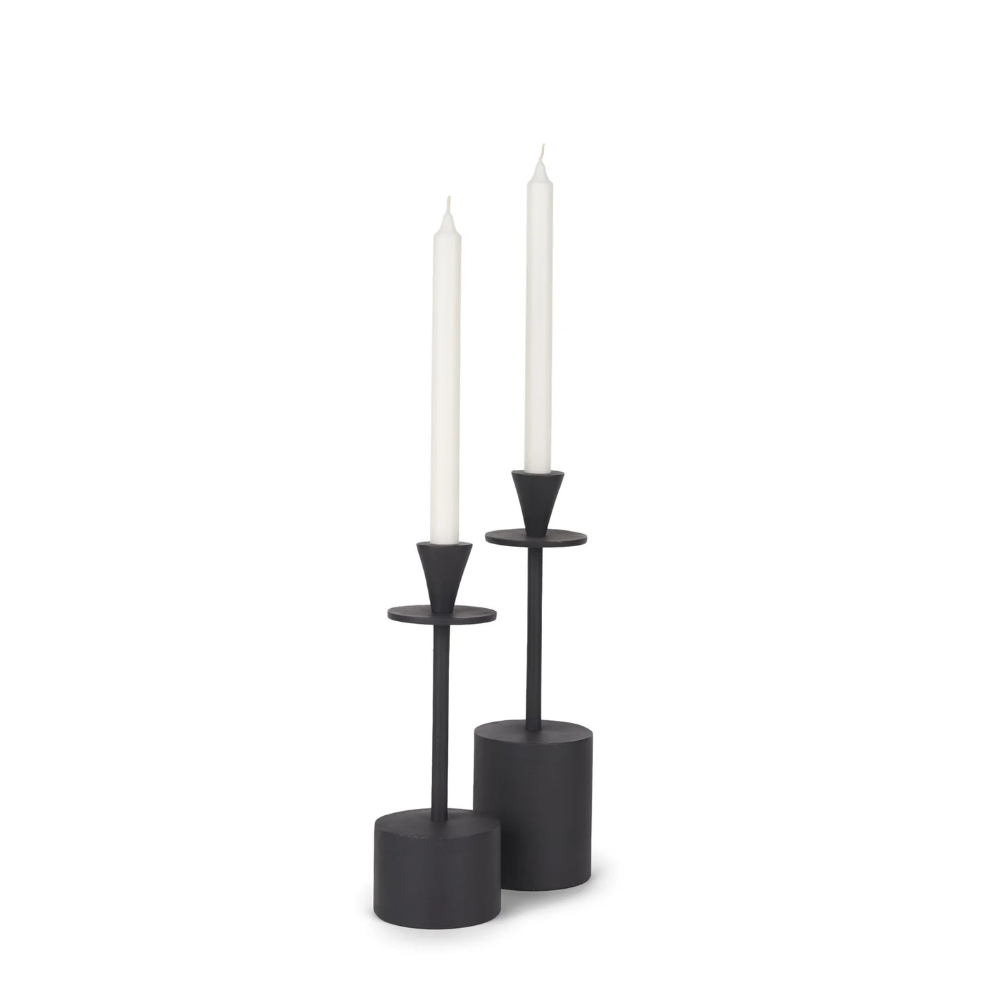 Petria Matte Black Textured Metal Taper Candle Holders - Stylish Elegance for Home Decor & Events