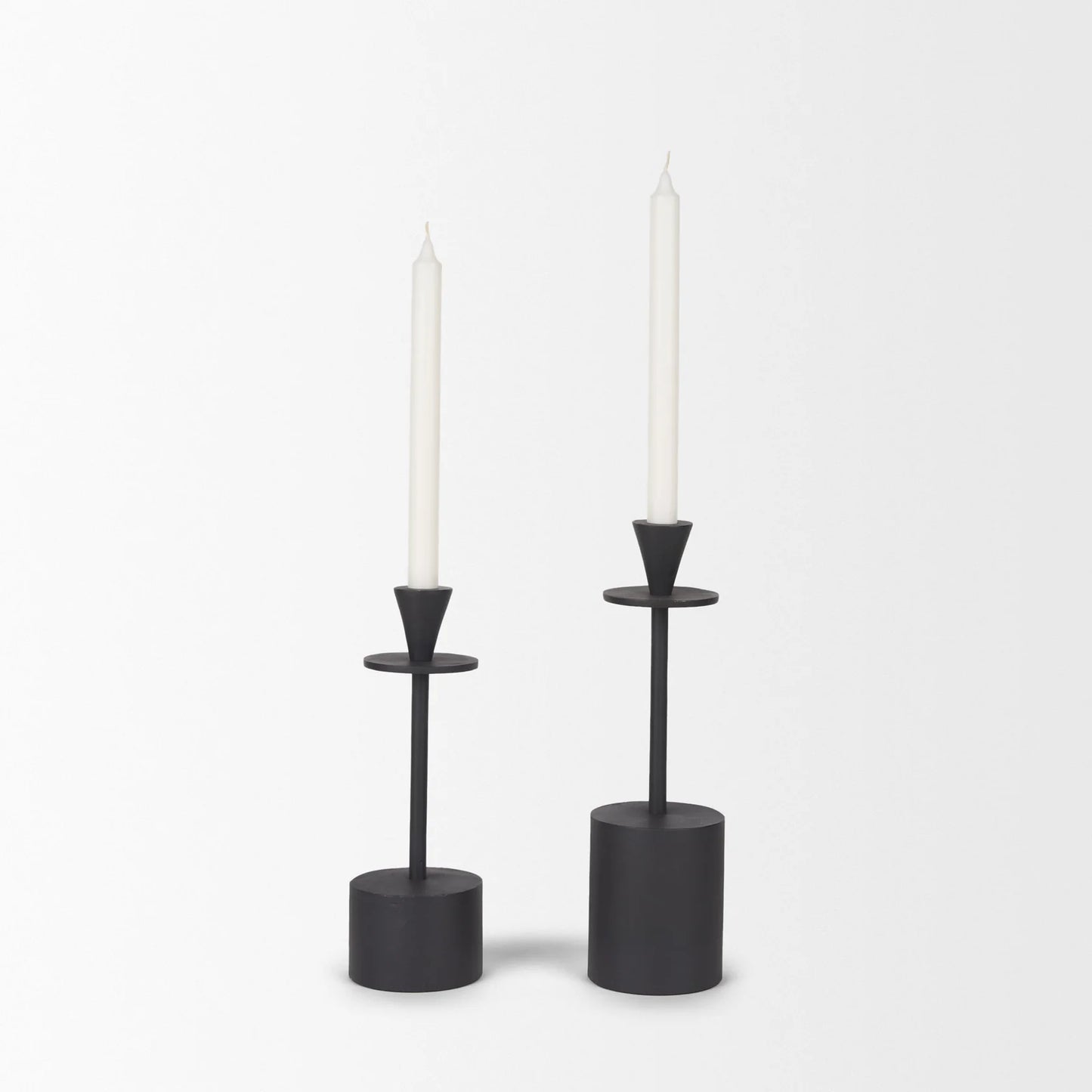 Petria Matte Black Textured Metal Taper Candle Holders - Stylish Elegance for Home Decor & Events