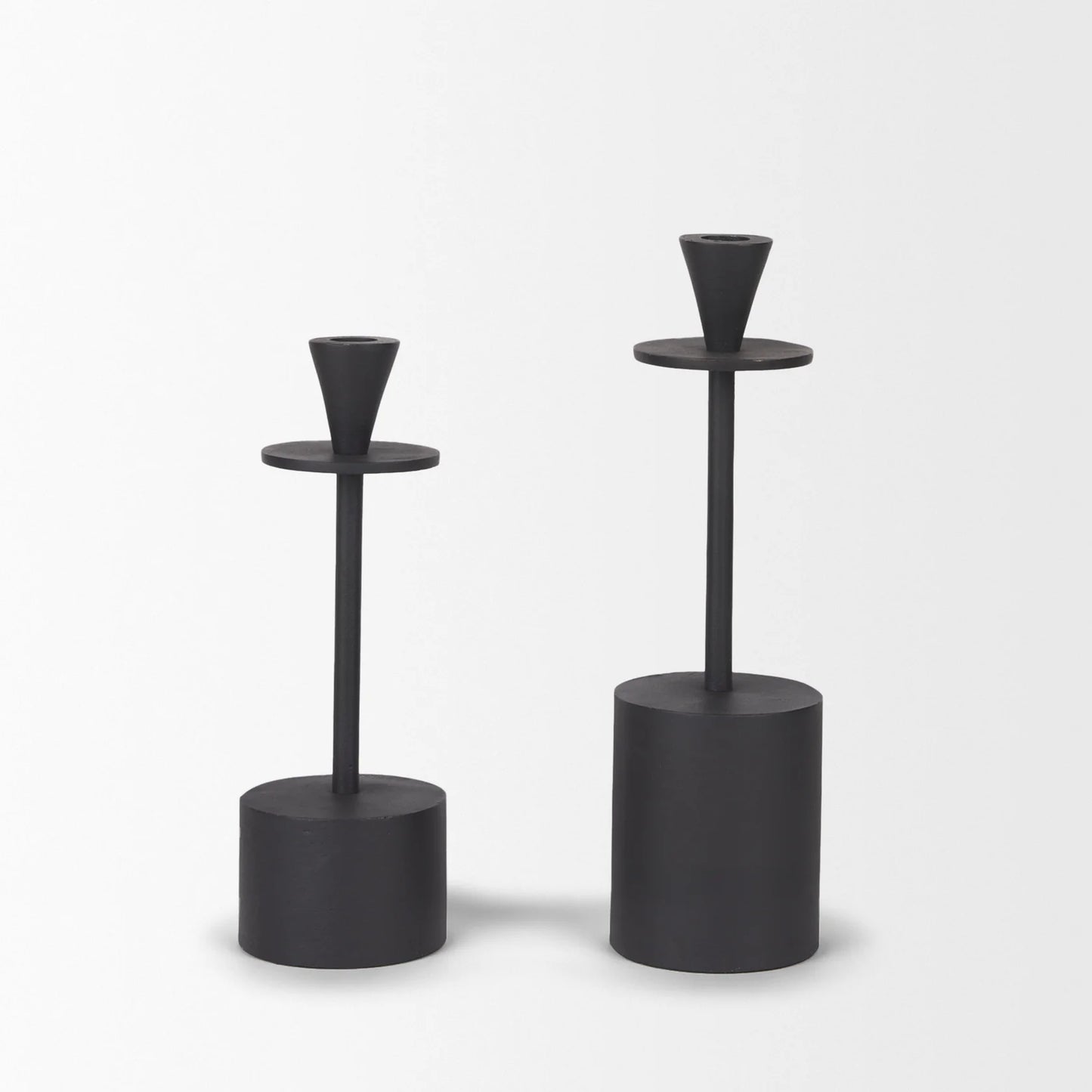 Petria Matte Black Textured Metal Taper Candle Holders - Stylish Elegance for Home Decor & Events