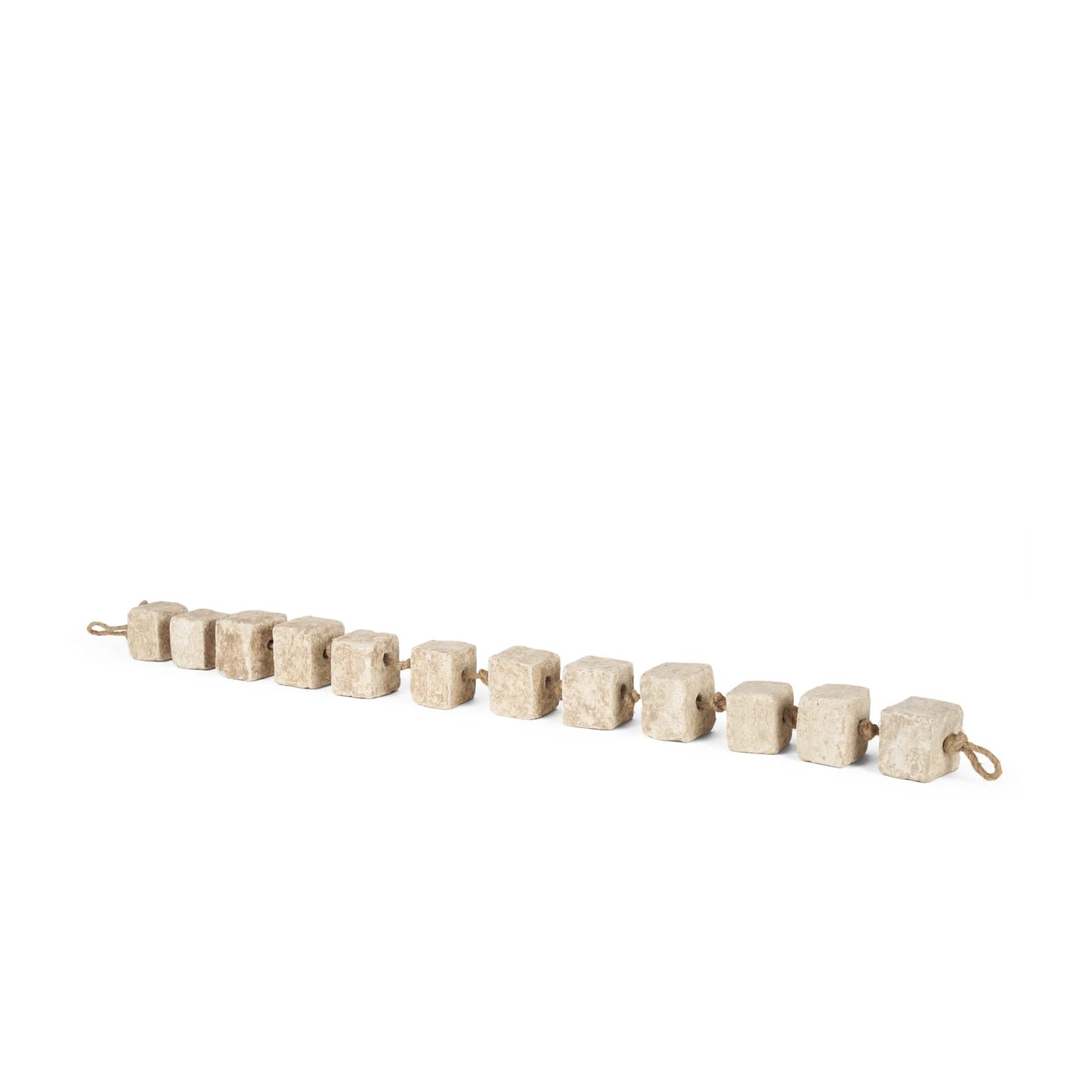 Mala Beige Paper Mache Cube Garland - Hand-Crafted 9 Block Decorative String for Elegant Home Decor