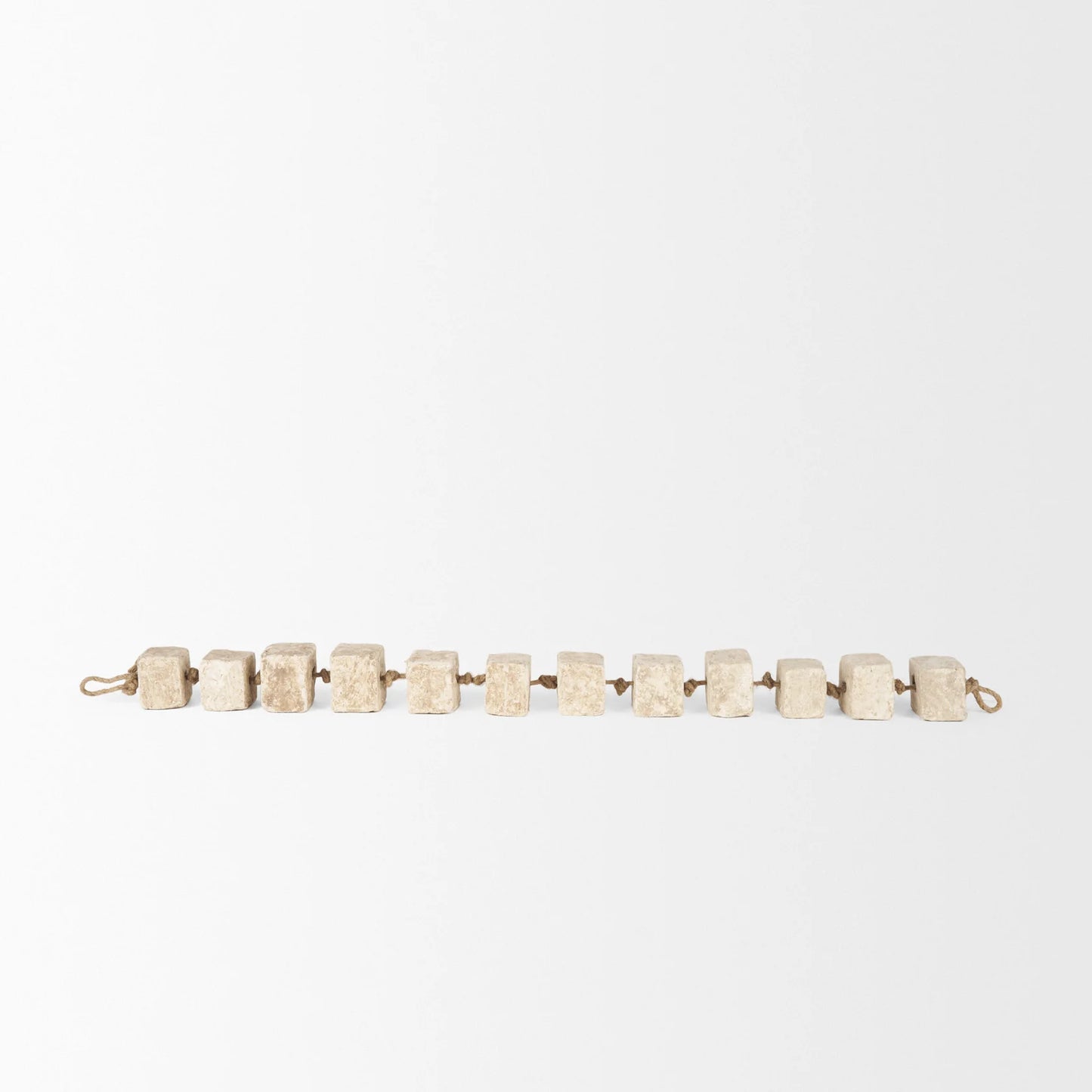Mala Beige Paper Mache Cube Garland - Hand-Crafted 9 Block Decorative String for Elegant Home Decor