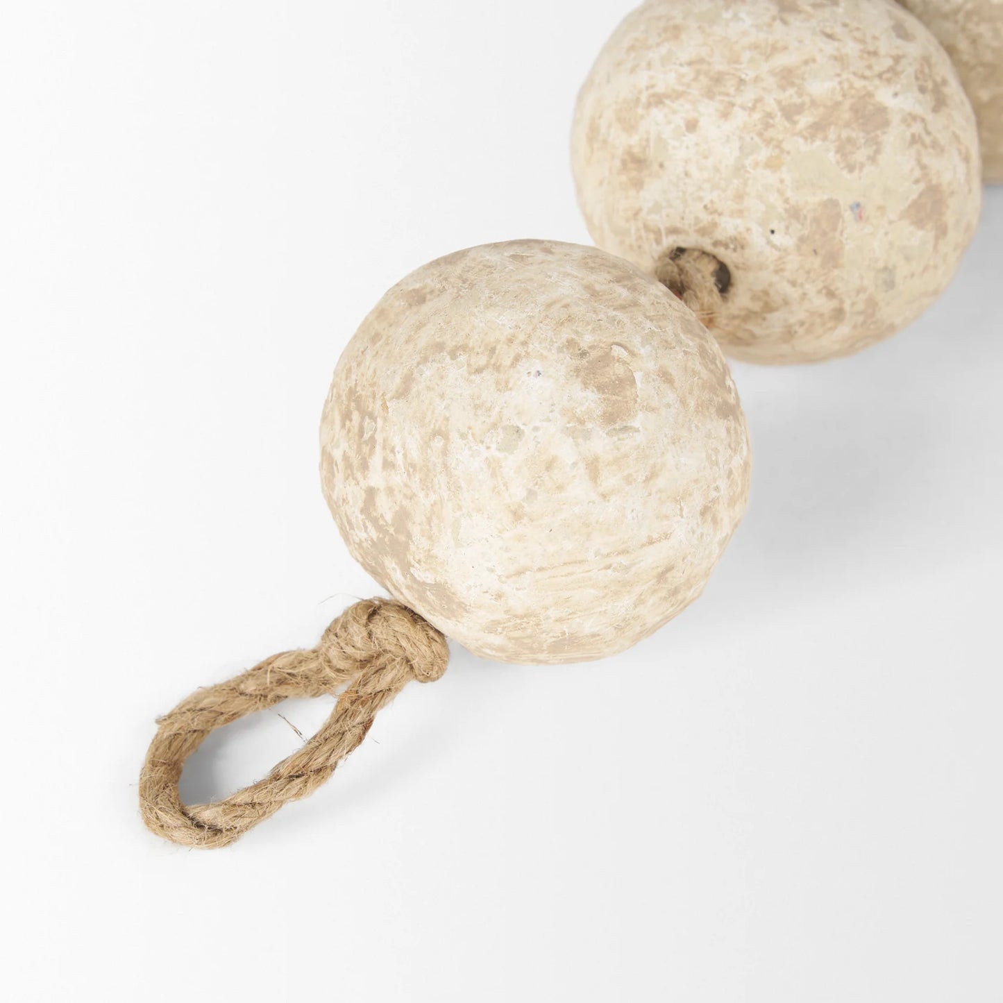 Varamala Hand-Crafted Paper Mache Sphere Garland β Eco-Friendly 12 Bead String for Elegant Decor - Beige